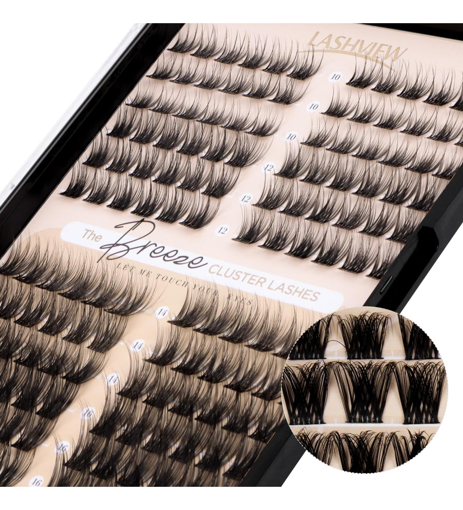 Lashview 144 PCS Cluster Lashes - DIY Mega Volume Eyelash Extensions Reusable Individual Lashes with Super Thin Band & Soft Finish (D17 C-10-16Mix) - Buy Online on SooperMarket.com