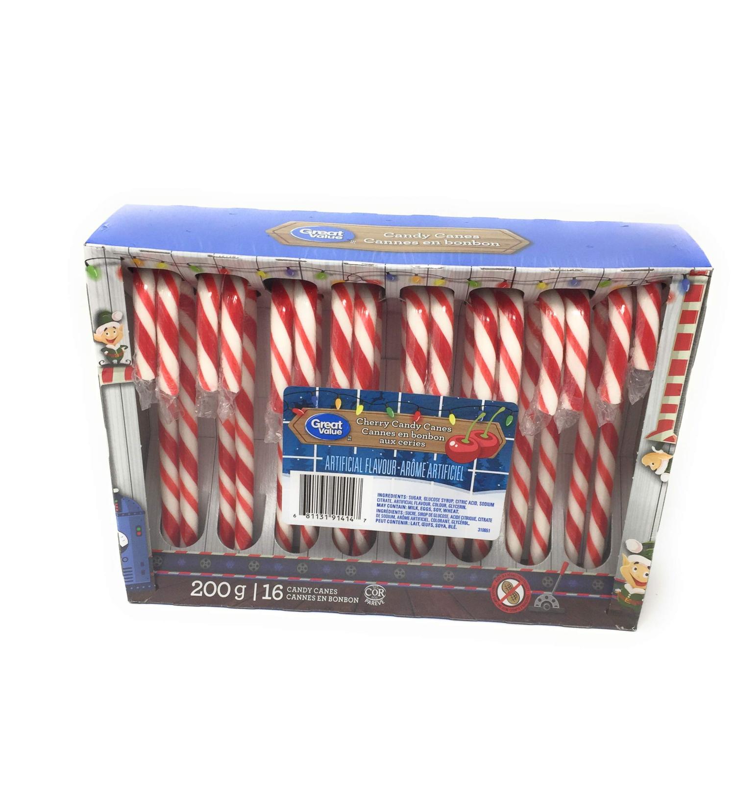 Great Value Cherry Candy Canes 200g - 16 Candy Canes