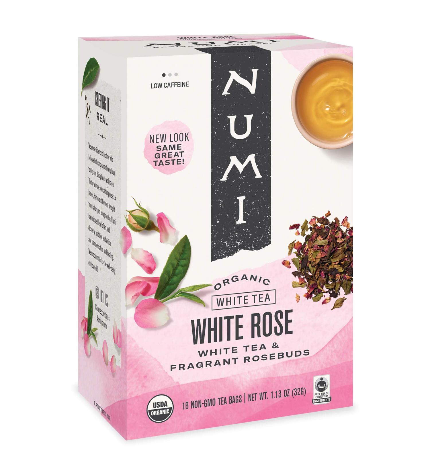 Numi Organic White Rose Tea - 16 Count Box of Premium White Tea Bags - Buy Online on SooperMarket.com
