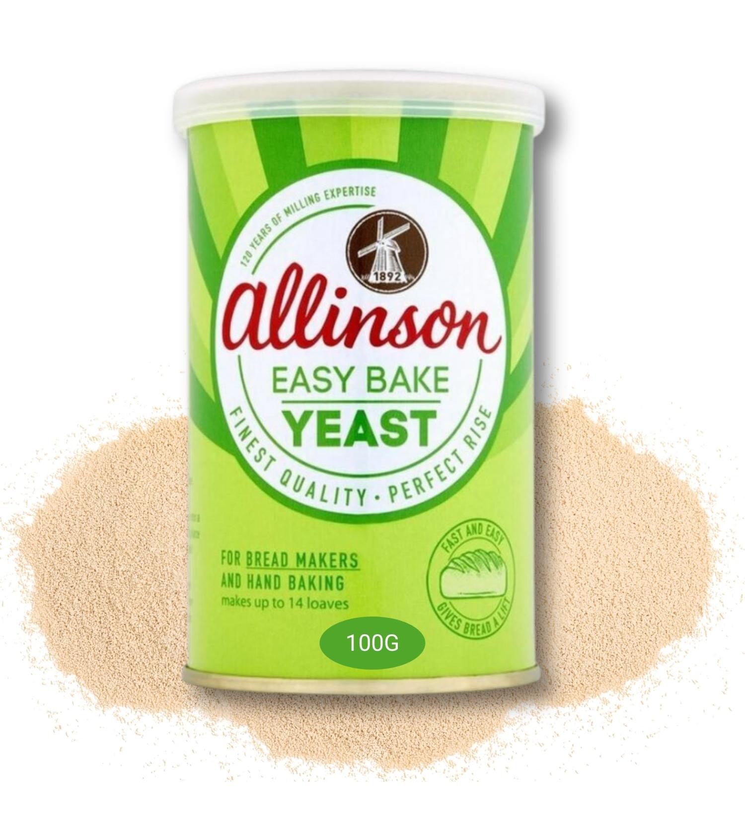 Allinson Easy Bake Yeast Dry Yeast Tin 1 x 100g Perfect Bread Making Hand Baking Pizza Dough Rolls and Loaves - Ideal for Home Cooking! - Buy Online on SooperMarket.com