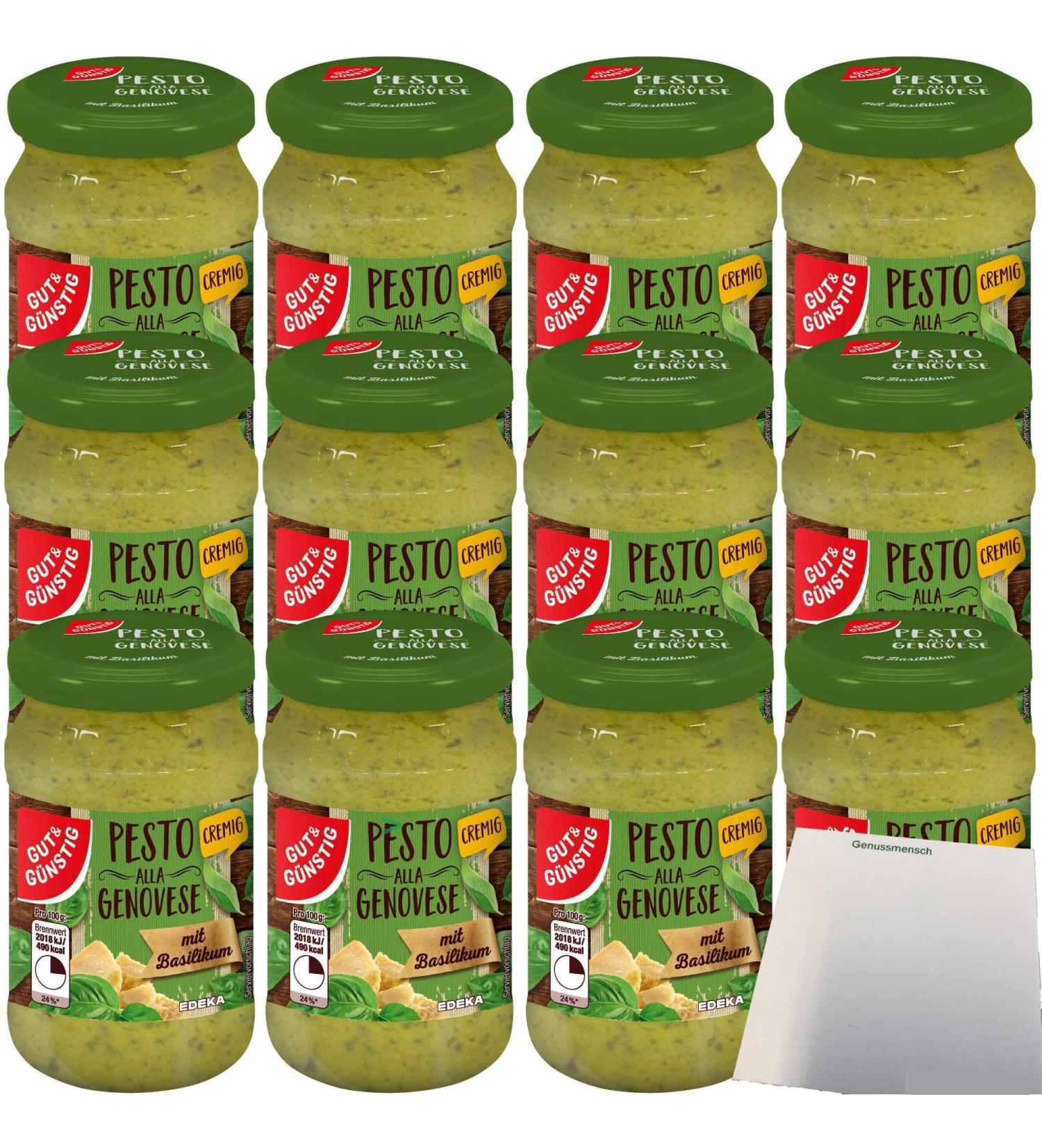 Buy Gut&Gnstig Pesto alla Genovese 12-Pack (12x190g) - Creamy Italian Basil & Cheese | International Shipping Available - Buy Online on SooperMarket.com