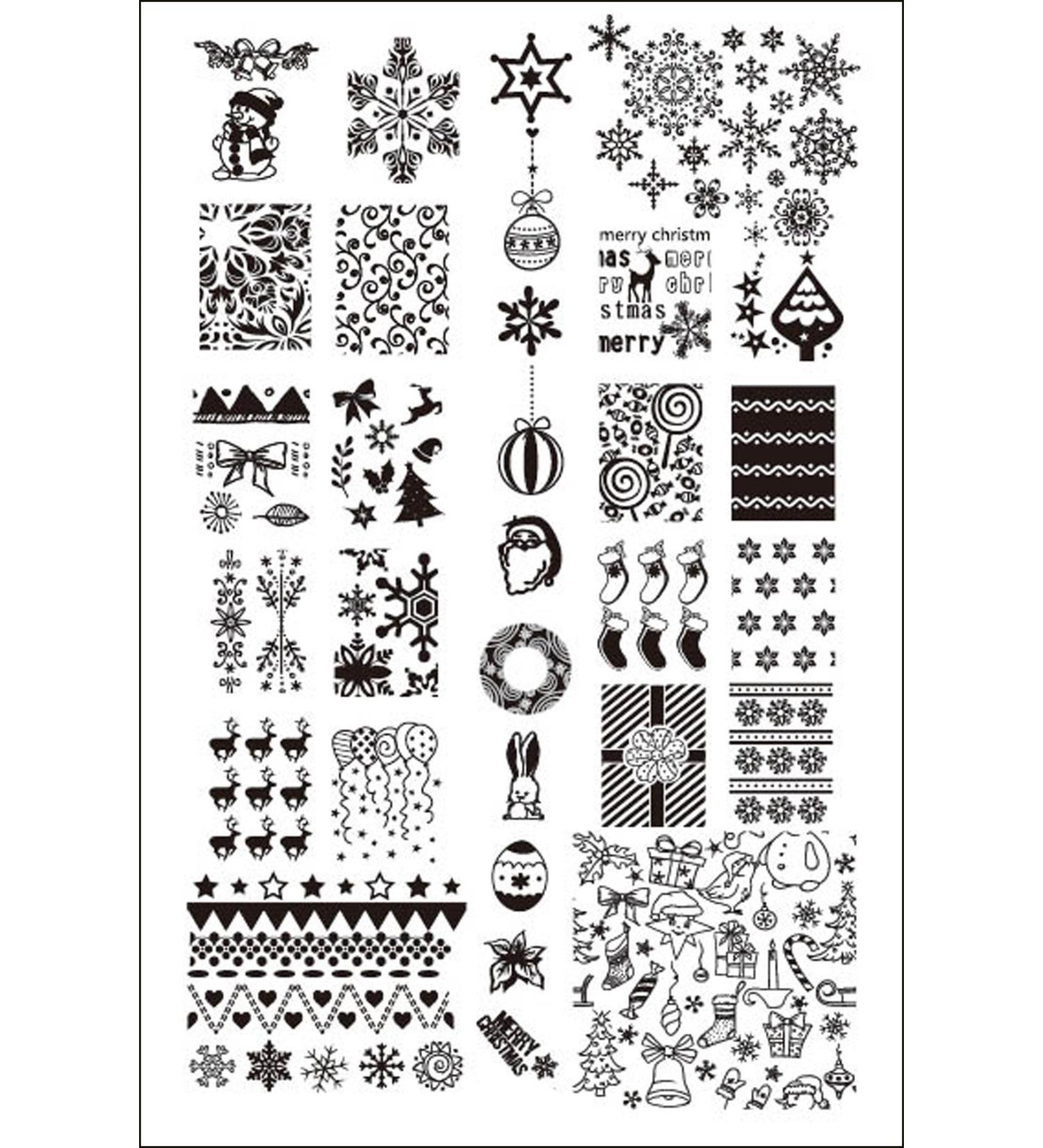 XXL Stamping Stencil Plate Christmas X-mas Frost Flower Santa Claus MR02 Nail Art Nail Design