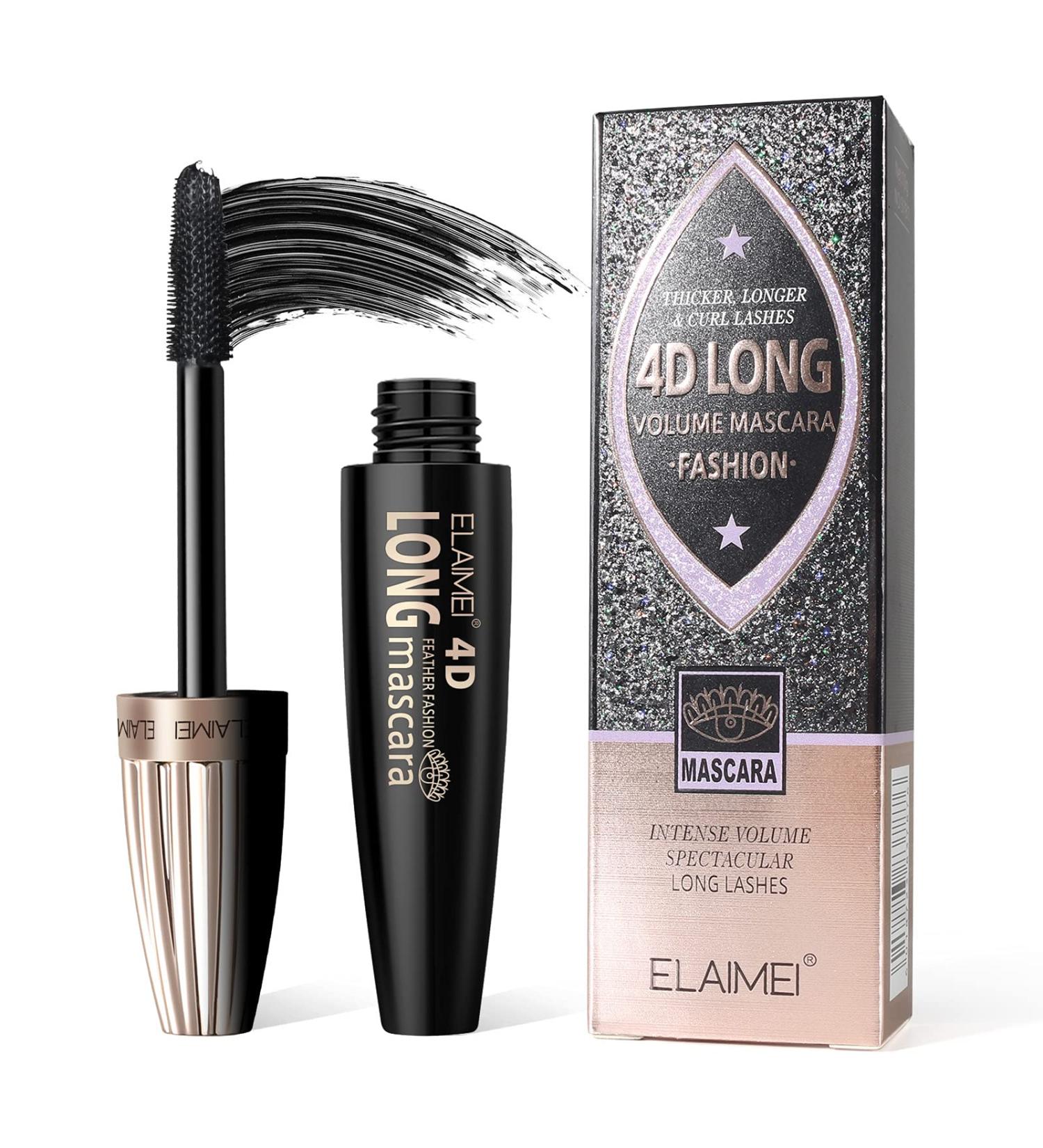 Mascara 4D Silk Fiber Waterproof: Black Volume and Length Smudge-Proof Mascara Thickening Lengthening Mascaras No Clumping Lasting All Day - Buy Online on SooperMarket.com