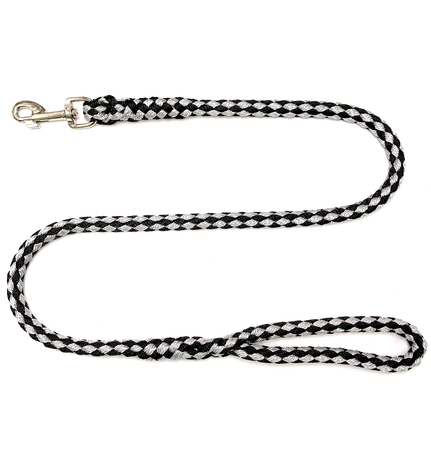 Dog leash large dogs jumbo with hand loop up to 80 kg / guide leash / practice line / training line very stable 17 colors (4m black silver) 4m black-silver