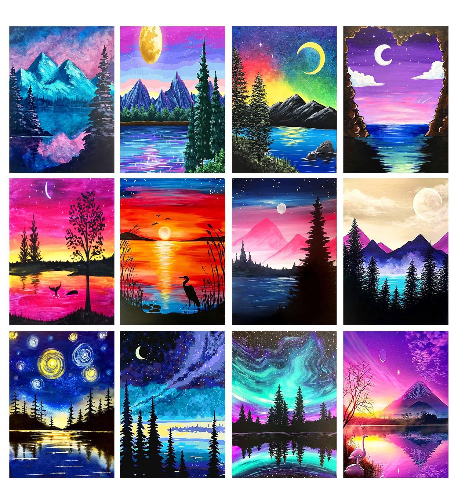 5D Diamond Painting Kits for Adults - Tiny Fun 12 Pack DIY Art Kit with Round Full Drill Diamonds for Home Decoration - 12x16 Inch - Buy Online on SooperMarket.com