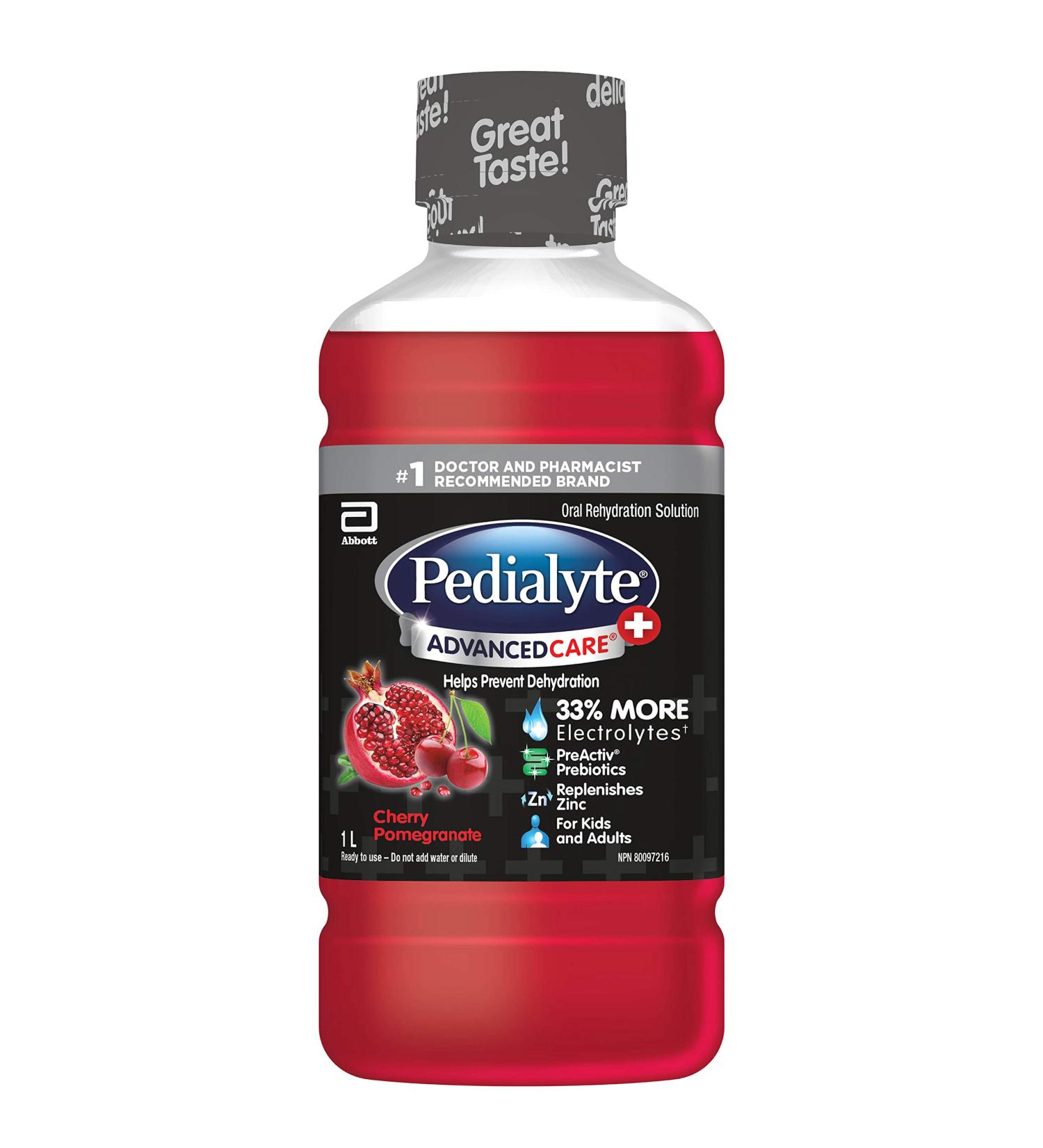 Pedialyte AdvancedCare Plus Electrolyte Oral Rehydration Solution Zinc for Immunity Support Electrolyte Replacement Cherry Pomegranate 1 L Cherrry Pomegranate 1 l (Pack of 1) - Buy Online on SooperMarket.com