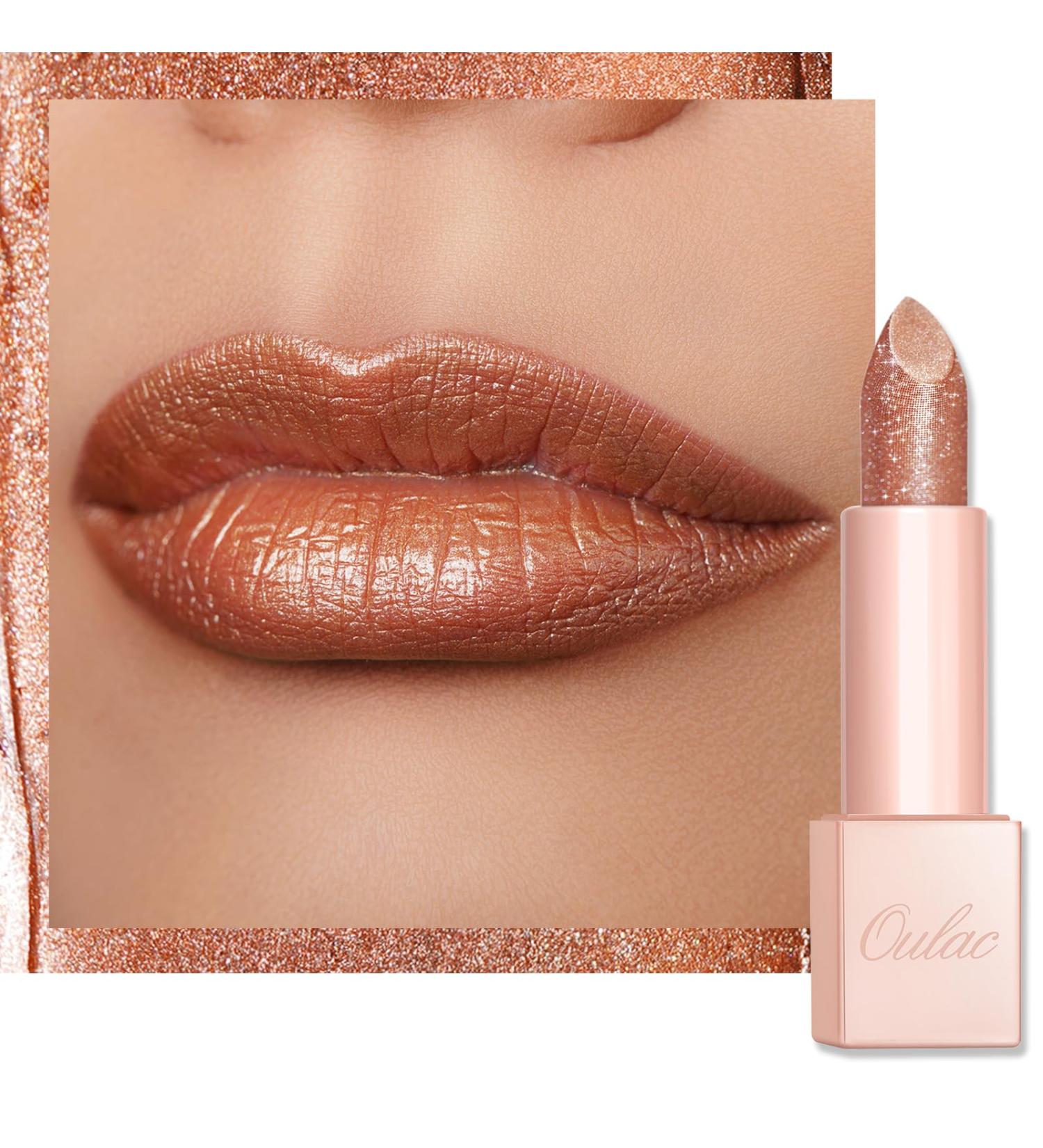 Oulac Bronze Shimmer Lipstick for Women - Moisturizing Tinted Lip Balm with Shea Butter - Vegan Gluten-Free Formula for Hydrated & Smooth Lips - Precious Moment (PG06) - Buy Online on SooperMarket.com