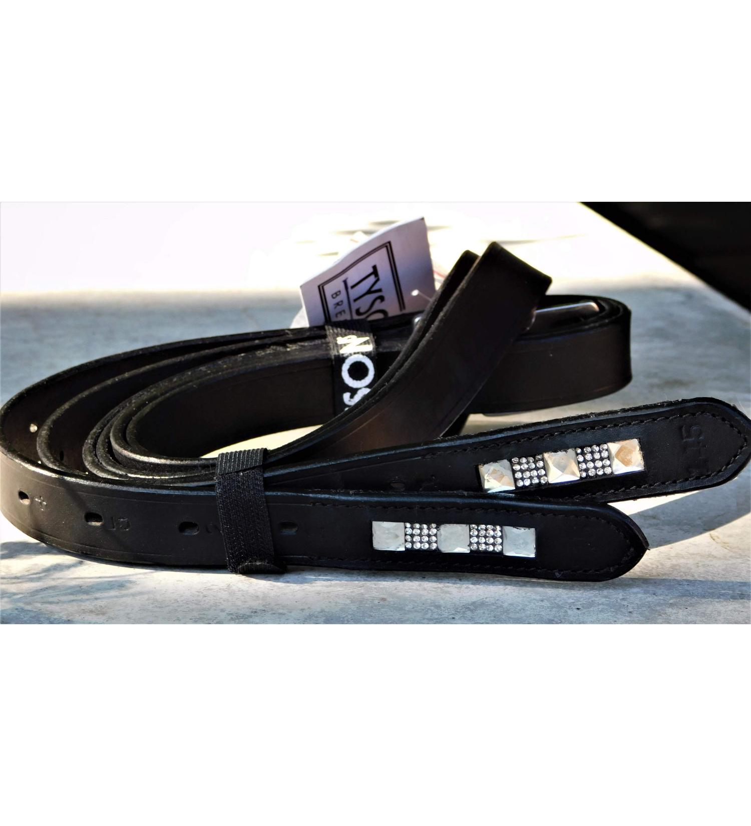 Tysons Breeches Glitzer Liz Leather Stirrup Strap - Brown & Black with Rhinestones | Sizes 145/155/165 cm - Buy Online on SooperMarket.com