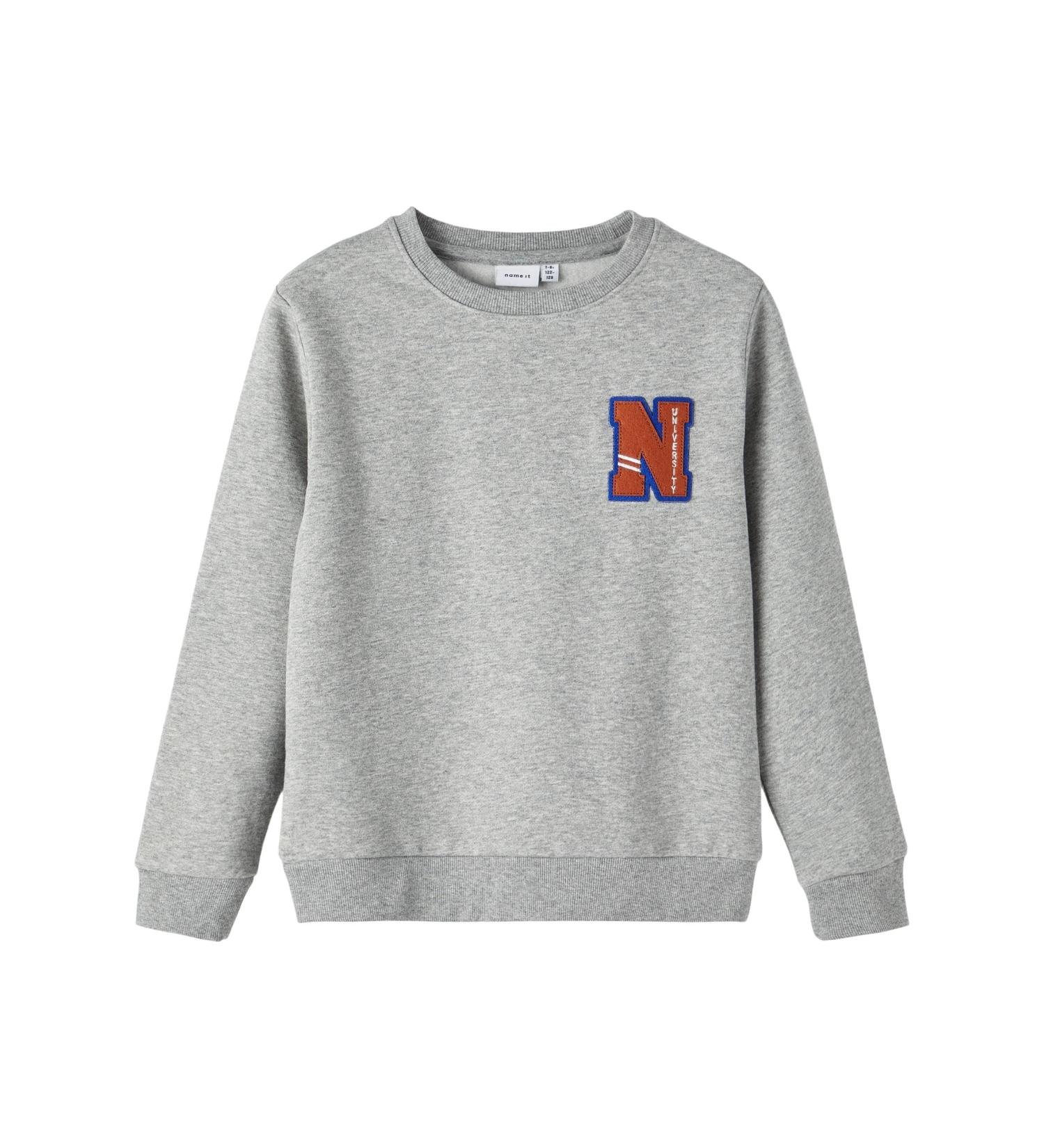 NAME IT kids' sweatshirt NKMREKIM LS Sweat BRU (as3 Numeric Numeric_116 Regular Grey Melange 116)