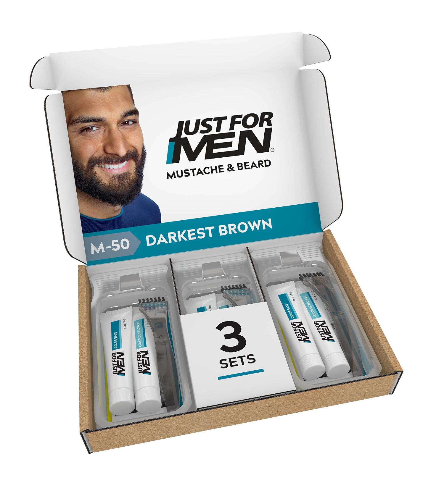 Just For Men Beard Coloring - Darkest Brown M-50 | Biotin, Aloe & Coconut Oil | Pack of 3 - Buy Online on SooperMarket.com
