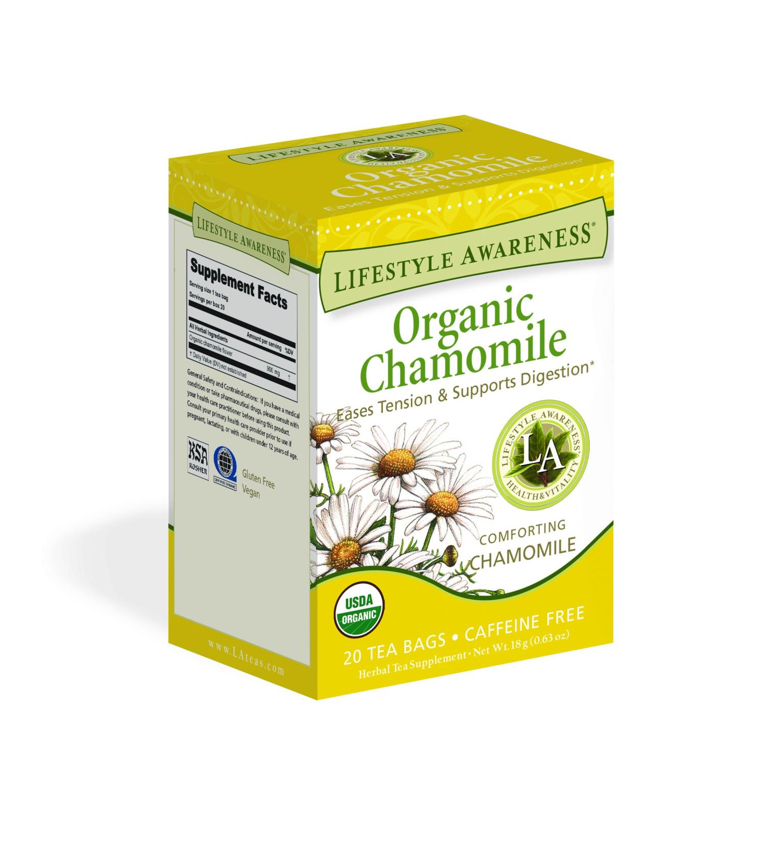 Buy Lifestyle Awareness Organic Chamomile Tea - Caffeine Free, 20 Tea Bags - Buy Online on SooperMarket.com