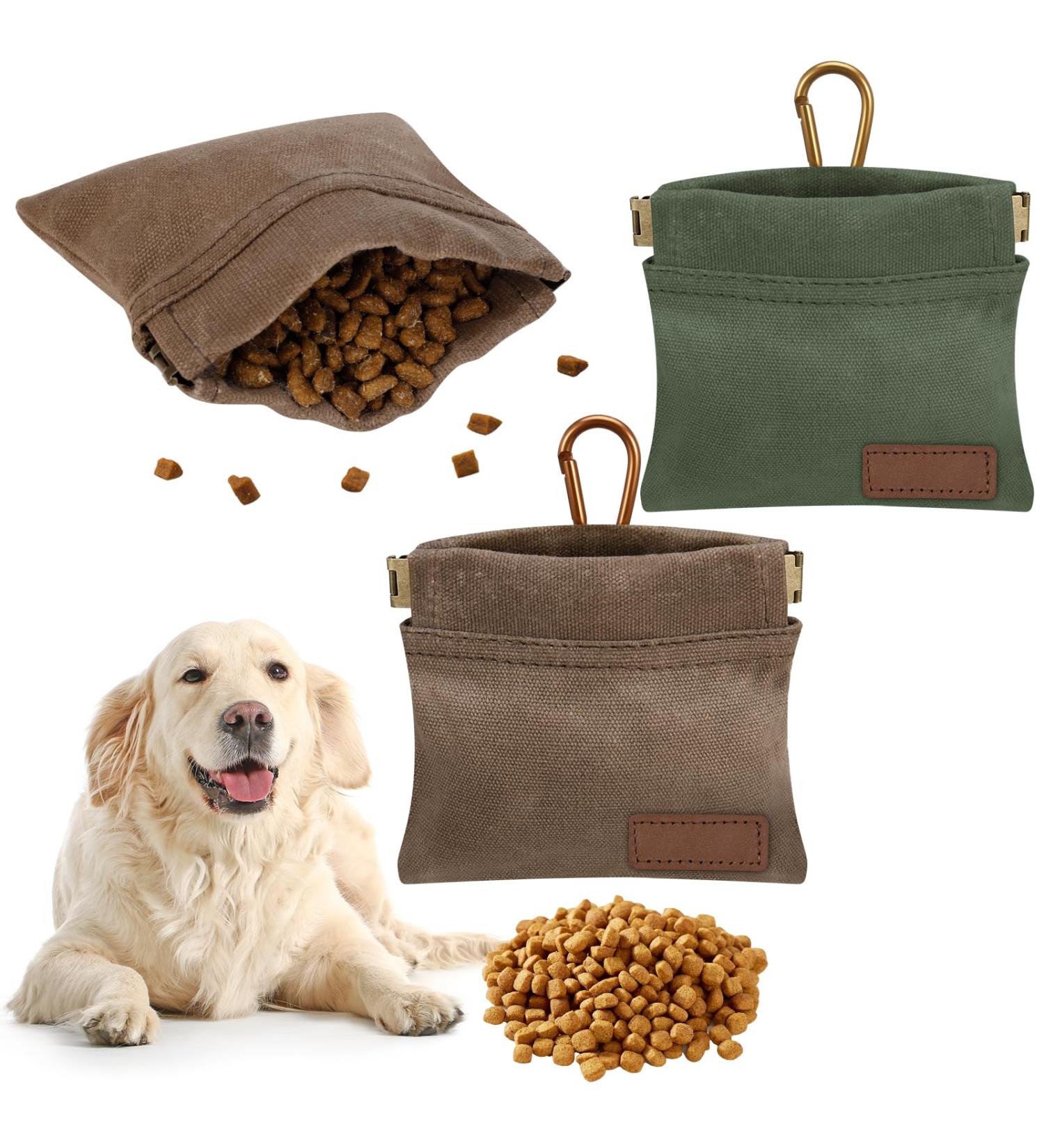 Portable Dog Training Treat Bags - Hands-Free Snack Dispenser for Dogs (2 Pack Green & Brown) - International Shipping Available - Buy Online on SooperMarket.com