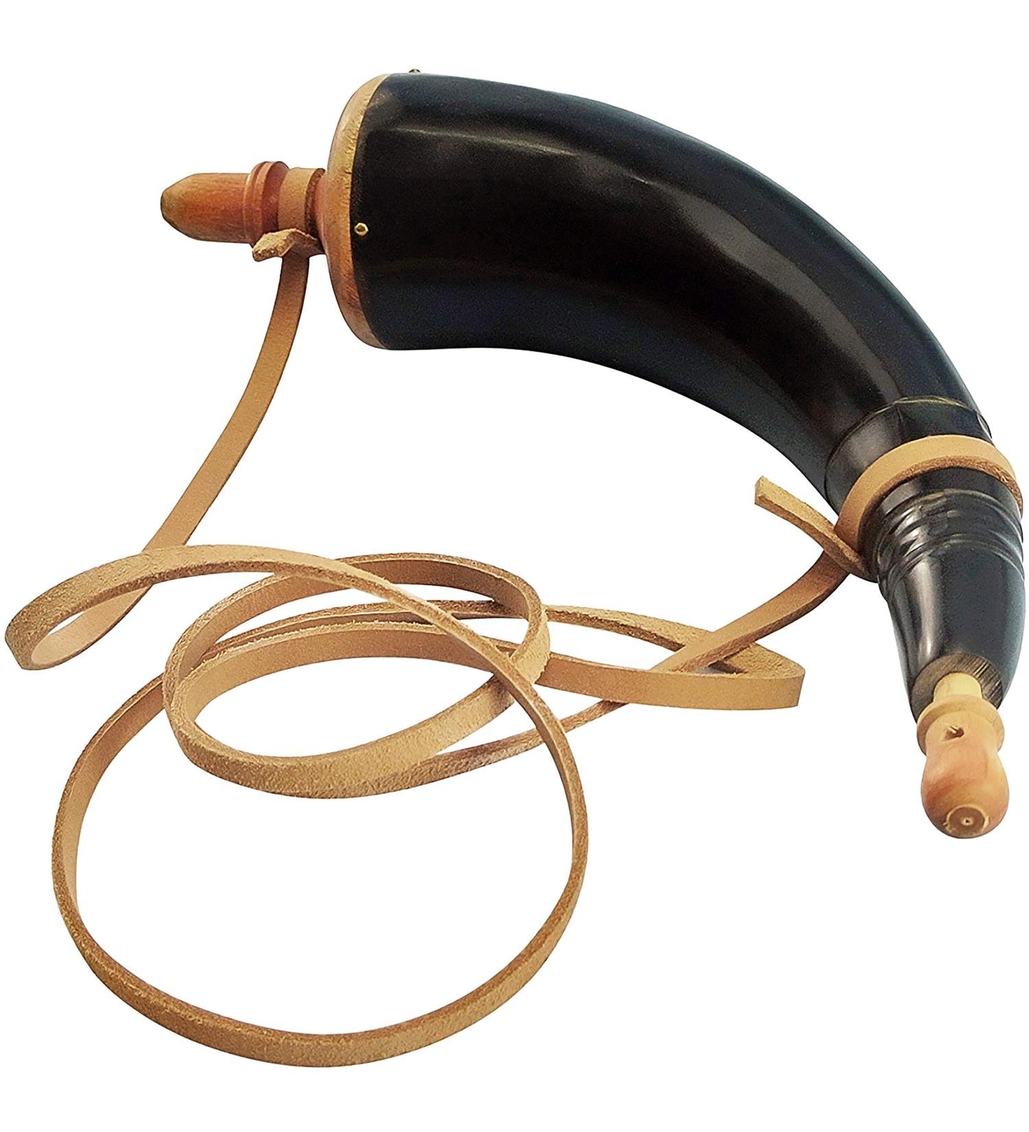 Mythrojan Hand Carved Black Powder Horn for Rifles - Civil War Reenactment Accessory - Buy Online on SooperMarket.com