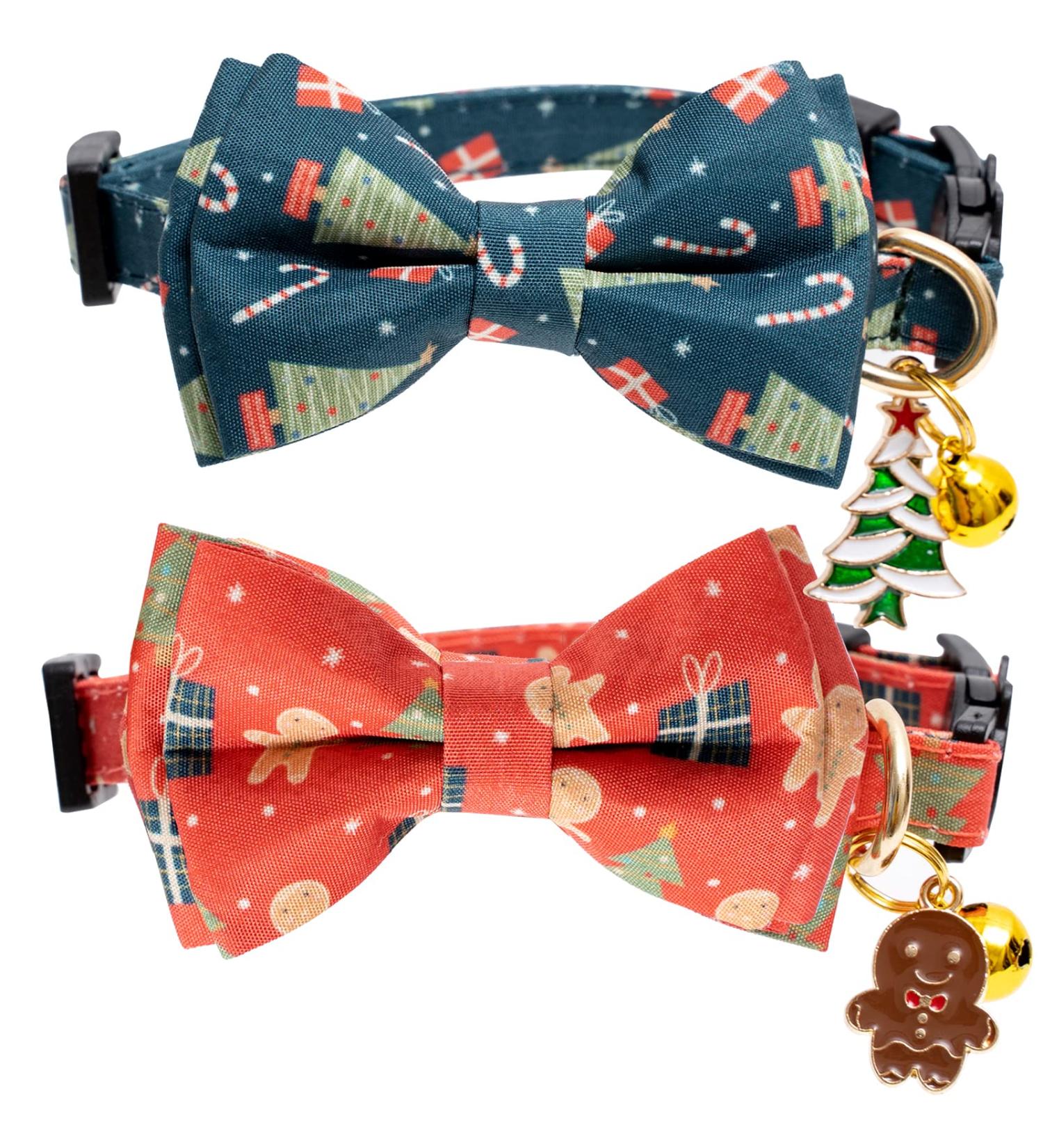 2 Pack Breakaway Christmas Cat Collars with Bow Tie - Red & Green - Buy Online on SooperMarket.com