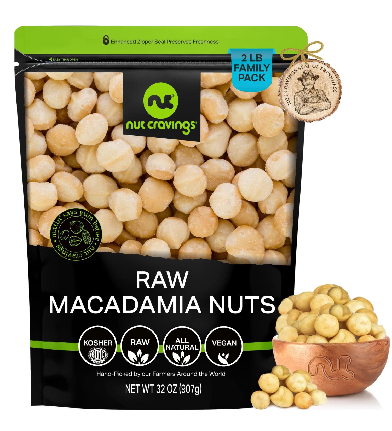 Raw Unsalted Macadamia Nuts (32oz) - Superior Quality, Freshly Packed, Healthy Snack - Keto Friendly, Vegan, Kosher - Buy Online on SooperMarket.com