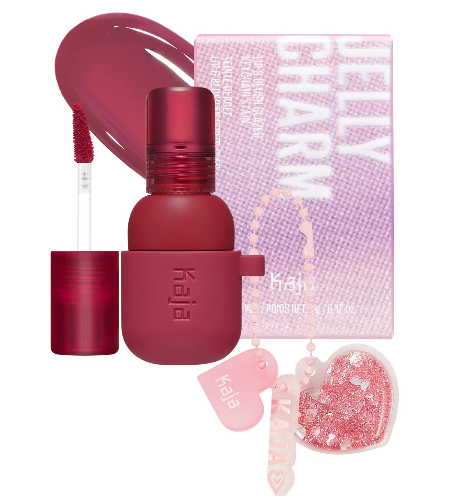 Kaja Glazed Keychain Stain- Jelly Charm 02 Squeeze Guava | Triple Berry Complex | Hydrating Lip & Blush Tint - Buy Online on SooperMarket.com