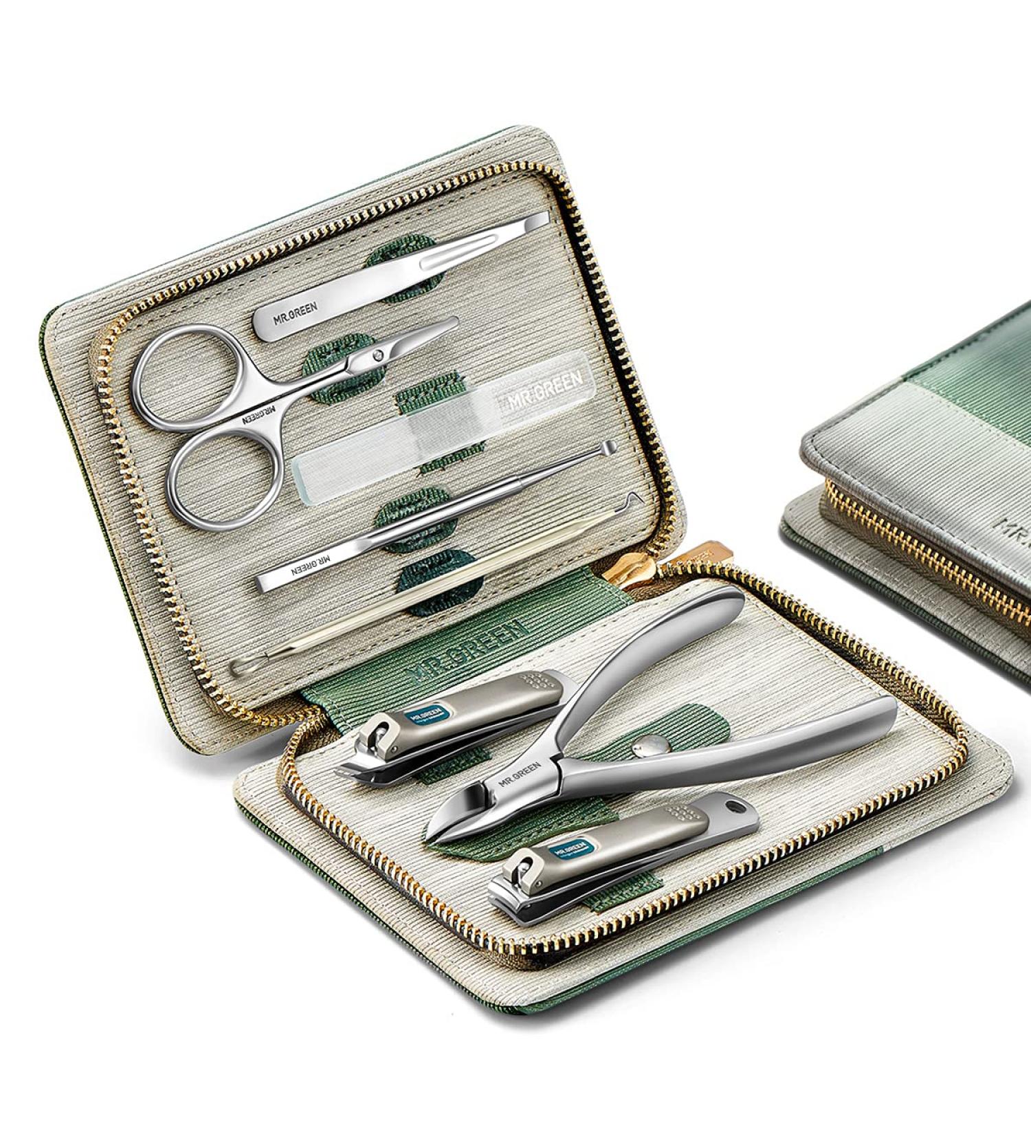 MR.GREEN Manicure and Pedicure Kit - Stainless Steel Nail Clippers | Personal Care Tools with PU Leather Case (Green) - Buy Online on SooperMarket.com