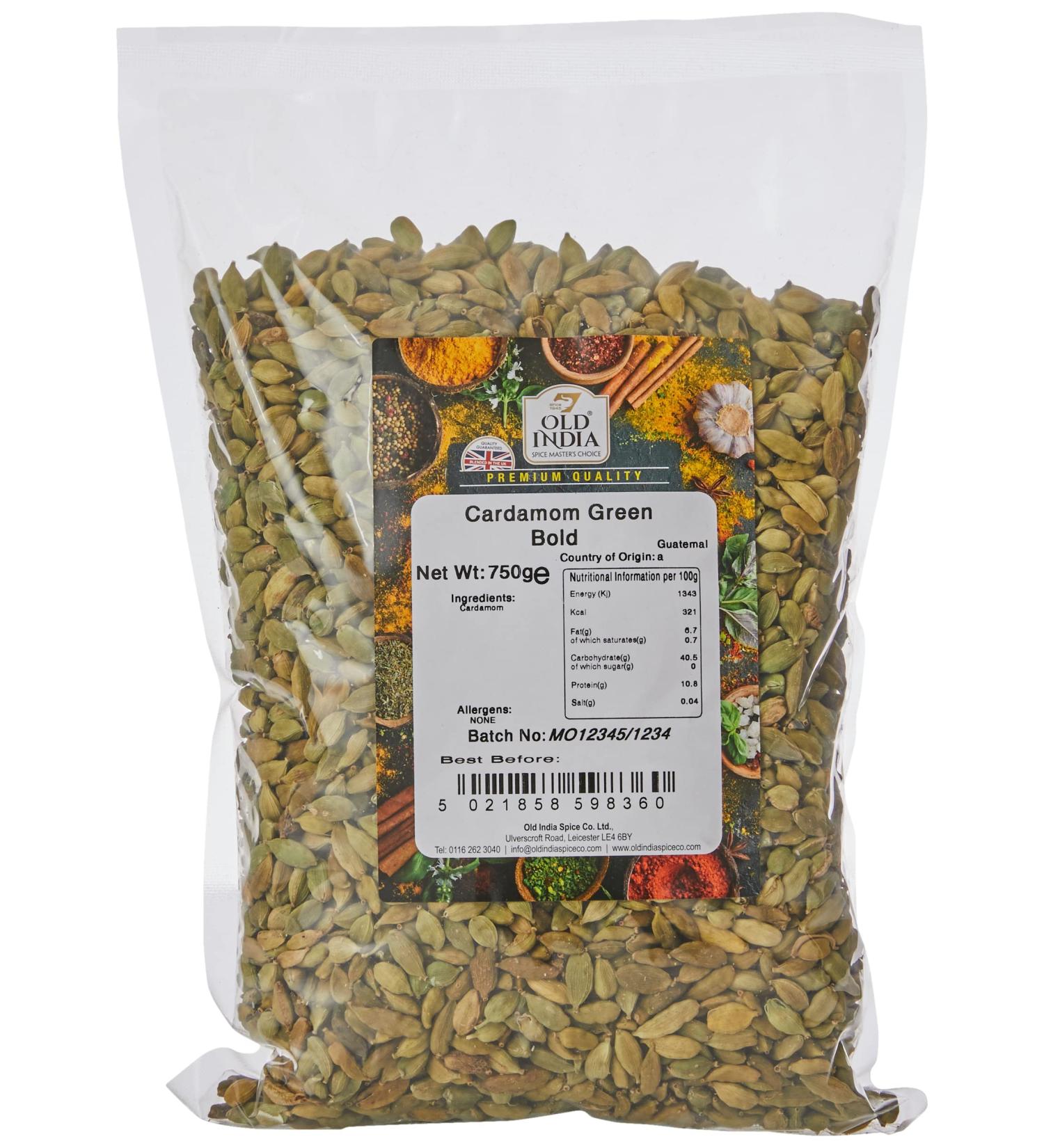 Old India Cardamom Green Bold 750g - Premium Quality Spice for Culinary Delights - Buy Online on SooperMarket.com