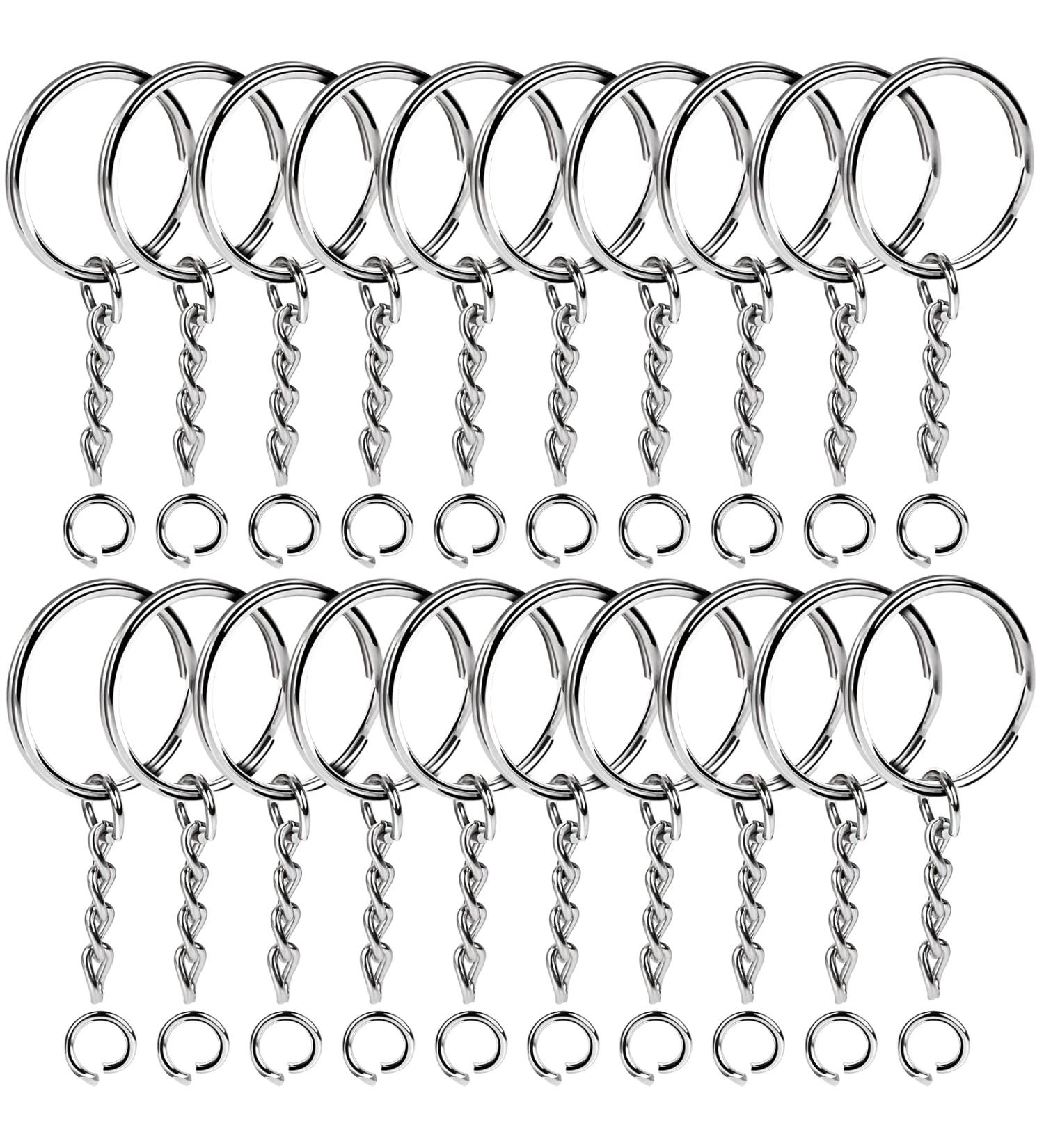 Teenitor Metal Split Key Chain Rings - 60 Pack 25mm Key Chains with 26mm Chains and Jump Rings - Ideal for Arts and Crafts - Buy Online on SooperMarket.com