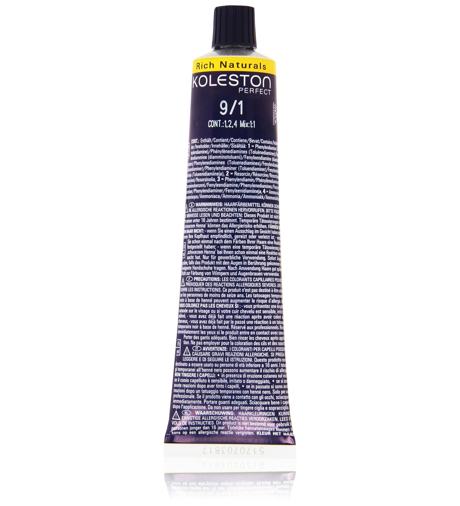 Wella Professionals Koleston 9/1 Light Blonde-Ash Hair Color - 60ml | International Shipping Available - Buy Online on SooperMarket.com