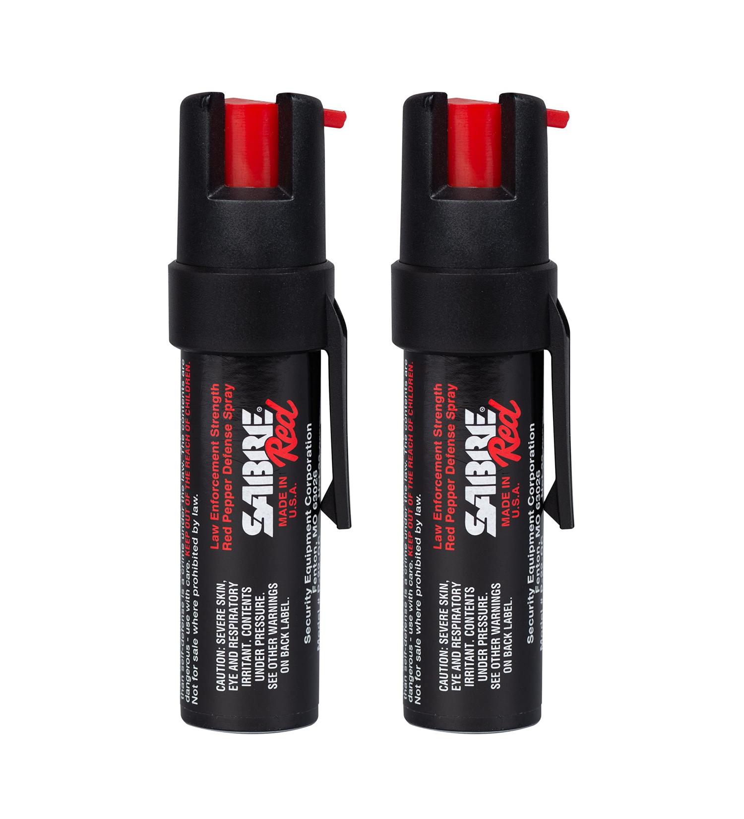 SABRE RED Compact Pepper Spray 2-Pack | Maximum Police Strength OC Spray with UV Dye | 10-Foot Range | Quick Access Belt Clip | Small and Easy to Carry | Black - Buy Online on SooperMarket.com
