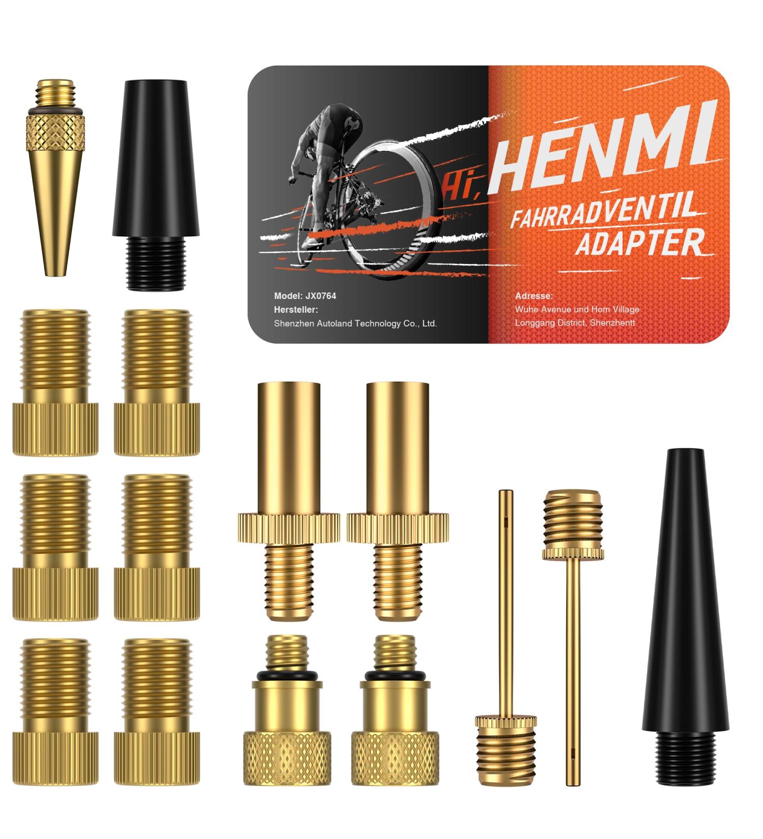 Henmi Bicycle Valve Adapter Set - Complete French & Auto-Style Valve Adapters with Sorting Box Air Pump Ball Pin & Compressor Valve - International Shipping - Buy Online on SooperMarket.com