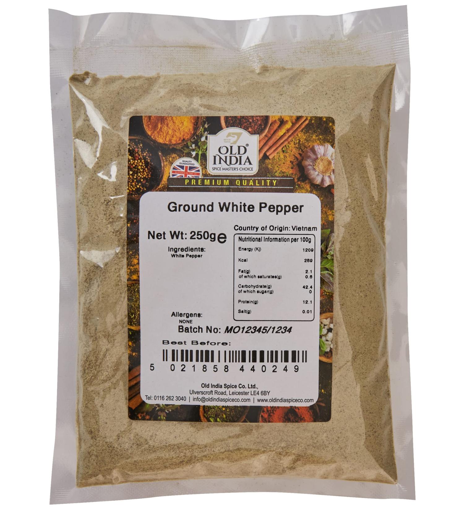 Old India Ground White Pepper 250g - Premium Quality Spice (Pack of 1) - Buy Online on SooperMarket.com