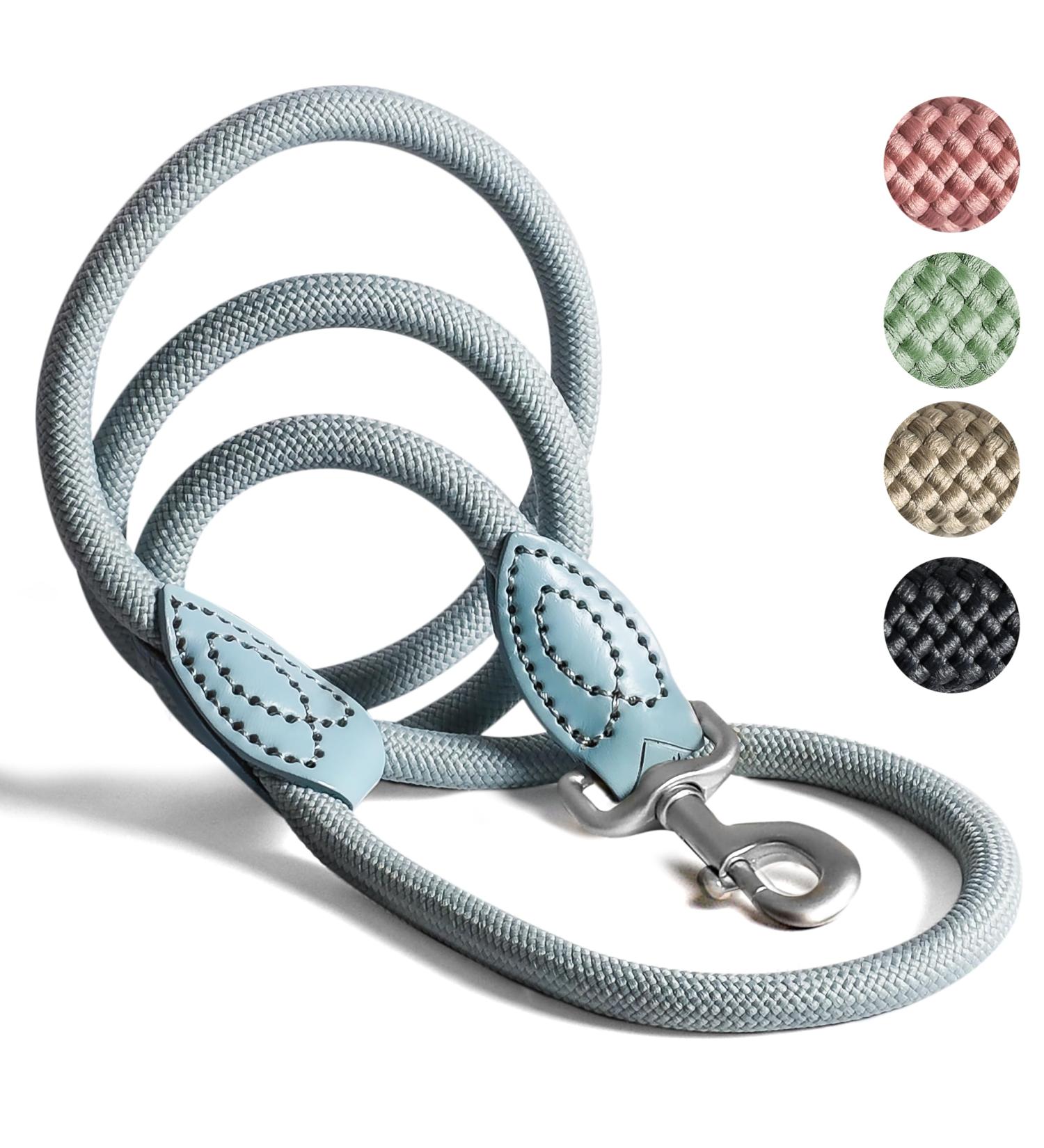 High-Quality 1.7m No Tangle Dog Training Leash - Aqua Braided Rope with Hand Loop - Buy Online on SooperMarket.com