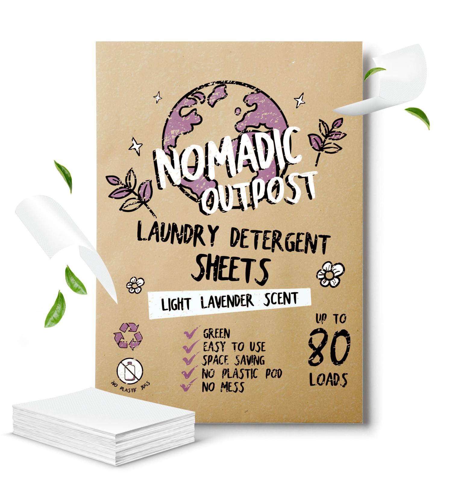 Eco-Friendly Laundry Detergent Sheets - Space-Saving Lavender Soap Strips for 80 Loads | Mess-Free Travel-Friendly Efficient Cleaning - Buy Online on SooperMarket.com