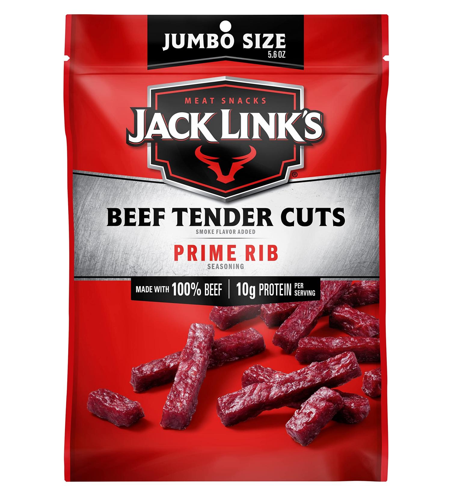 Jack Link's Tender Cuts Prime Rib Flavor 5.6 Oz Jerky Snack | 10g Protein, 70 Calories | Premium Beef, 96% Fat Free - Buy Online on SooperMarket.com