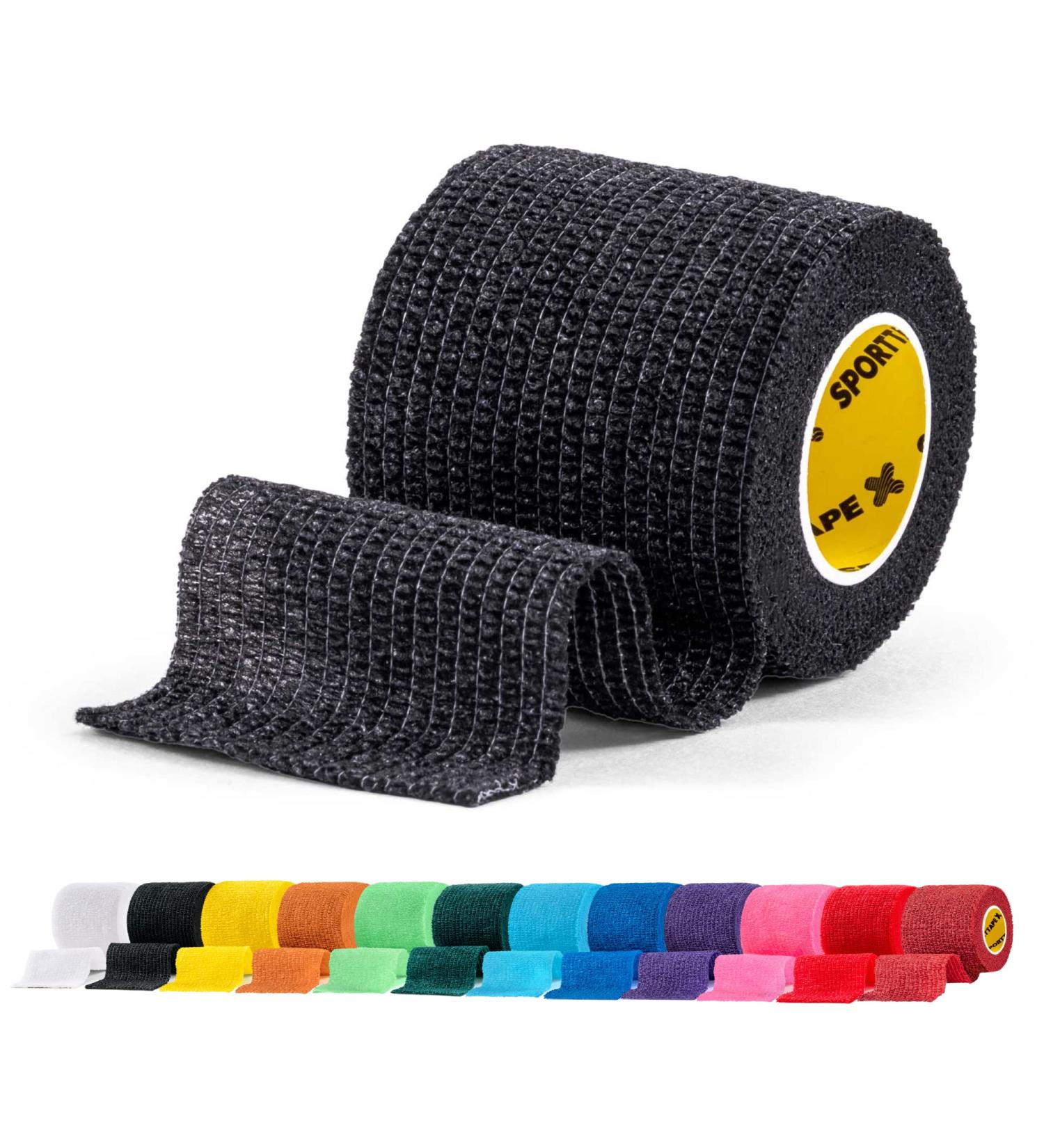 SPORTTAPE Self-Adhesive Football Sock Tape | 5cm x 4.5m - Black | Cohesive Bandage Sock Wrap Shin Pad Tape | Goalkeeper Wrist Tape & Football Ankle Tape | Pet & Vet Wrap for Dogs Horse - Single Roll Black 5x450 cm (Pack of 1) - Buy Online on SooperMarket.com