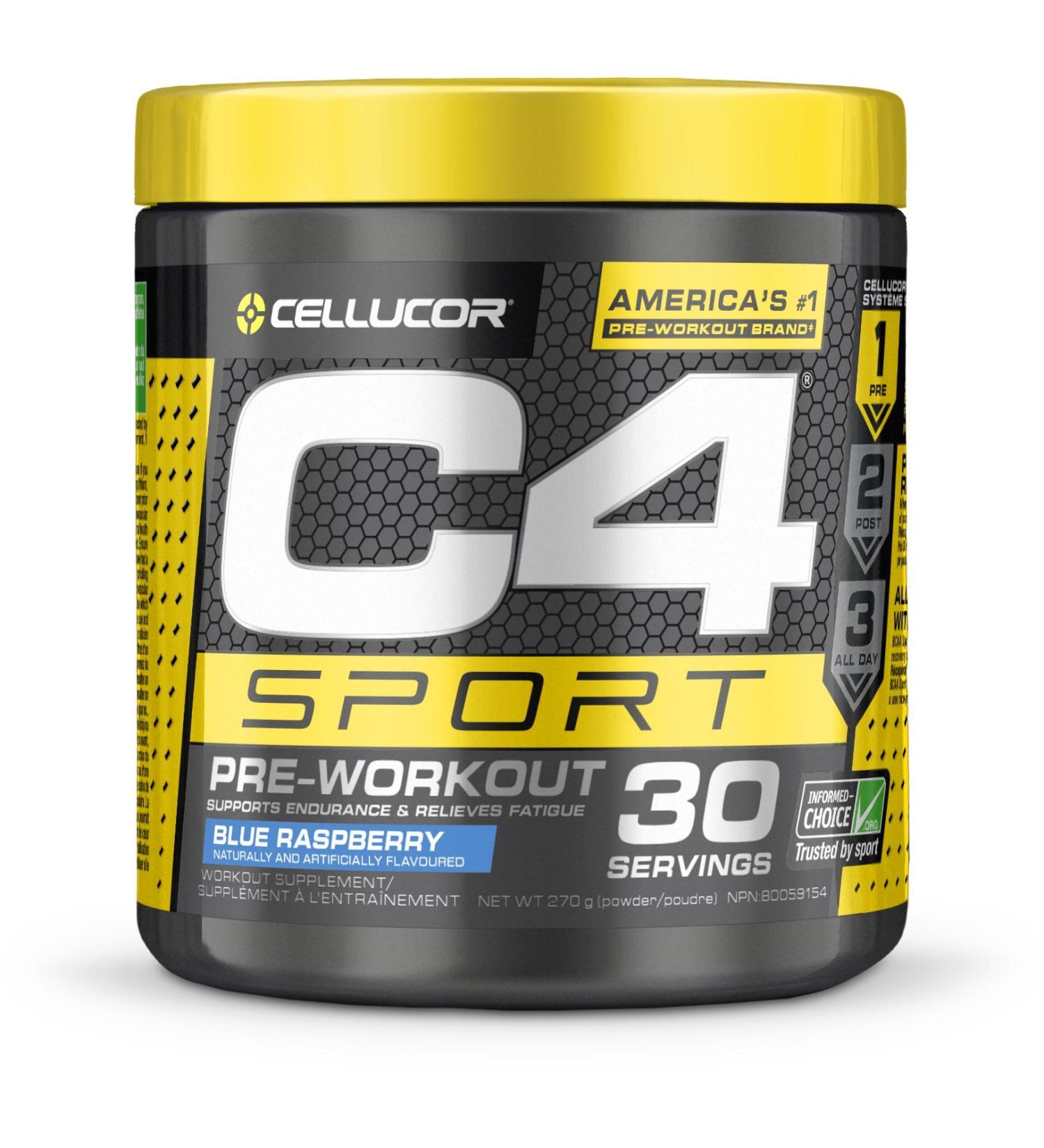 C4 Sport Pre Workout Powder Blue Raspberry | Informed Choice Certified + Sugar Free Pre-Workout Energy Supplement for Men & Women | 135mg Caffeine + Creatine Monohydrate | 30 Servings Blue Raspberry PowderEnergy - Buy Online on SooperMarket.com