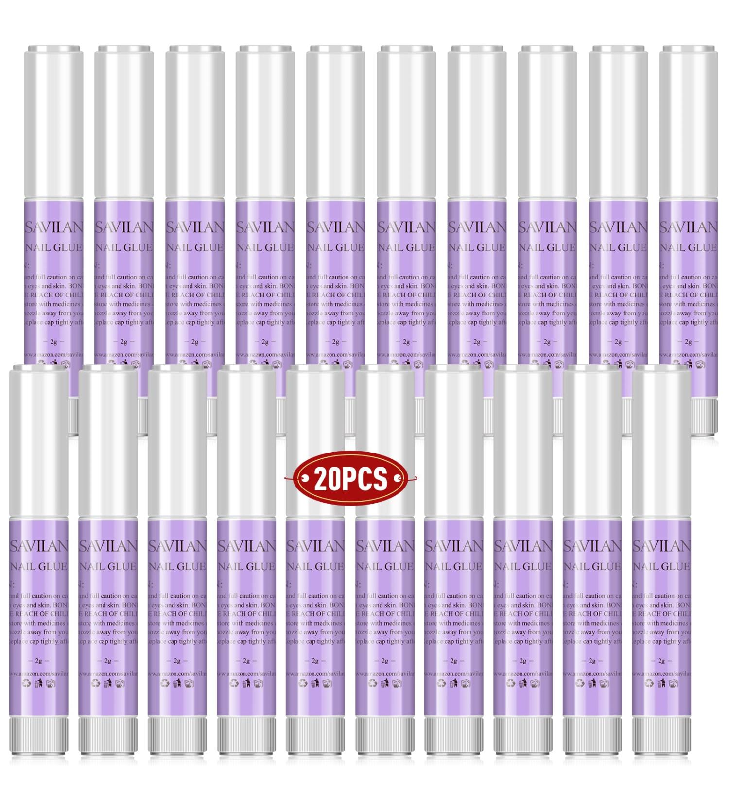 Saviland Nail Glue 20PCS - Professional Super Strong Acrylic Nail Tips Adhesive for Long Lasting Press on Nails - 0.07oz/pc C2-20PCS Set - Buy Online on SooperMarket.com