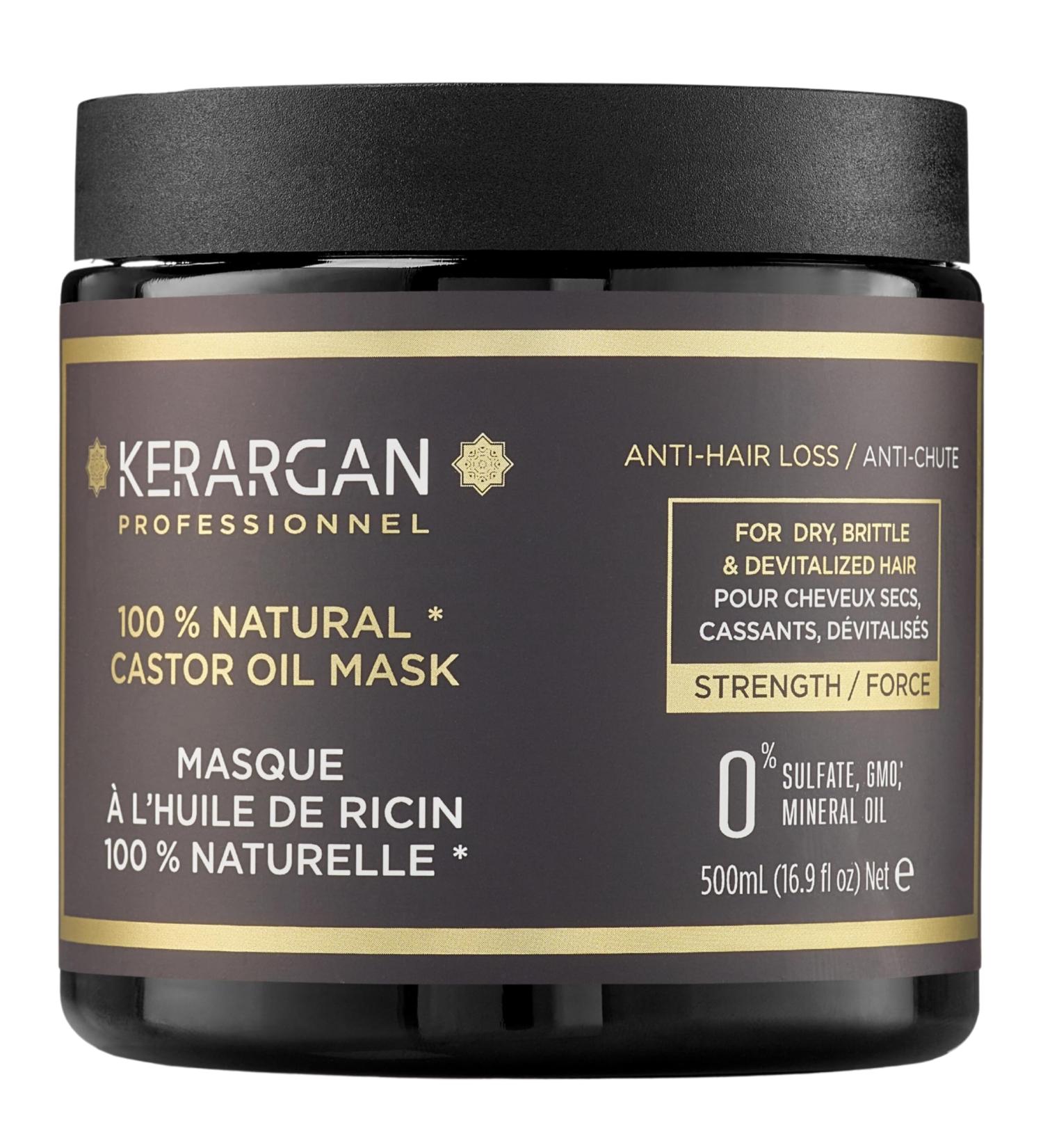 Buy Kerargan Hair Mask for Hair Loss | Castor Oil & Aloe Vera | Sulfate-Free 500ml - Intensive Care for Dry Fragile Hair - Buy Online on SooperMarket.com