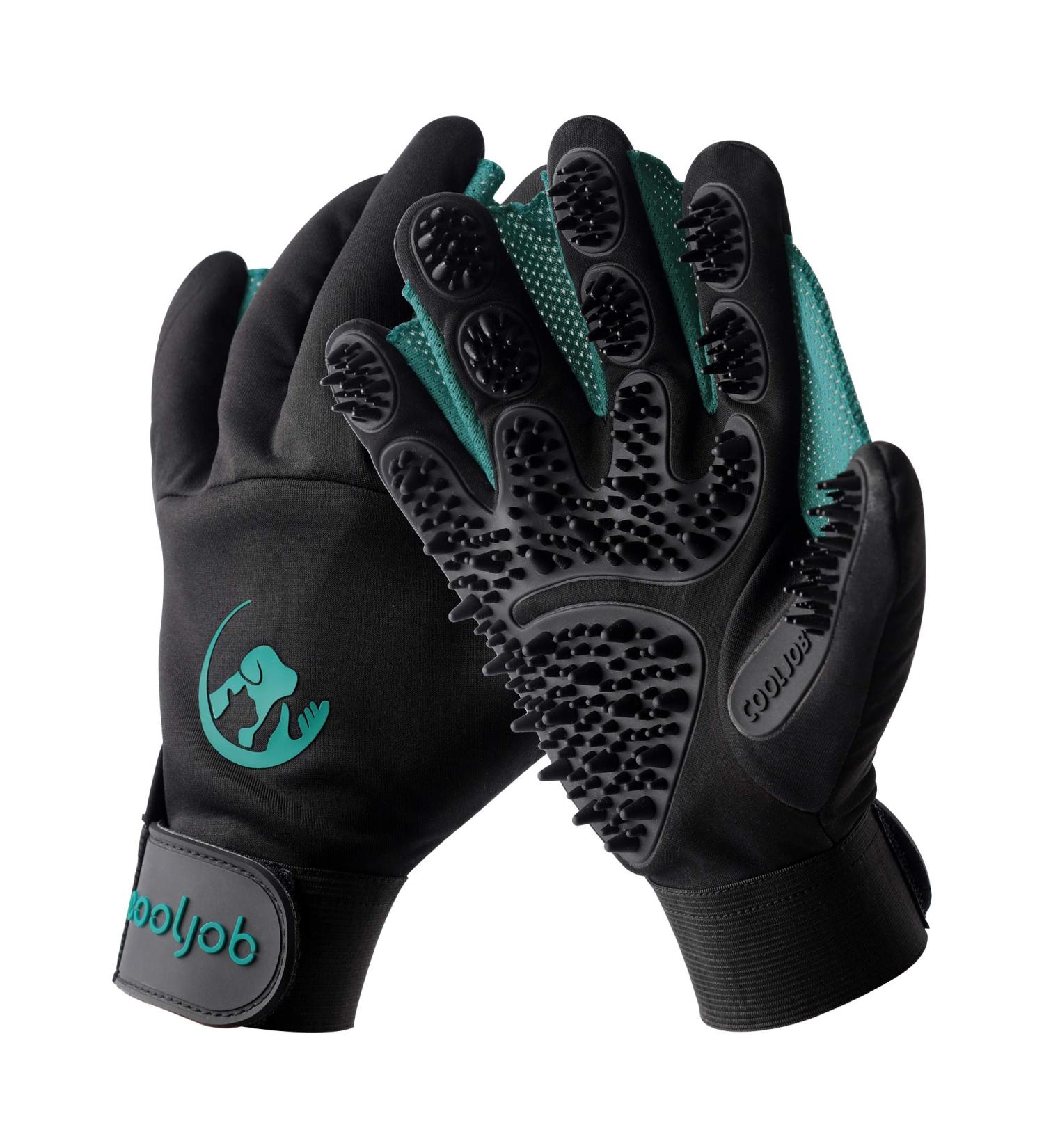 COOLJOB Patented Pet Grooming Gloves with Web - Reusable & Washable Brush for Dogs, Cats, Horses - Hair Remover & Massage Tool - Shedding Supplies for Washing & Bathing - Men's One Size - Buy Online on SooperMarket.com