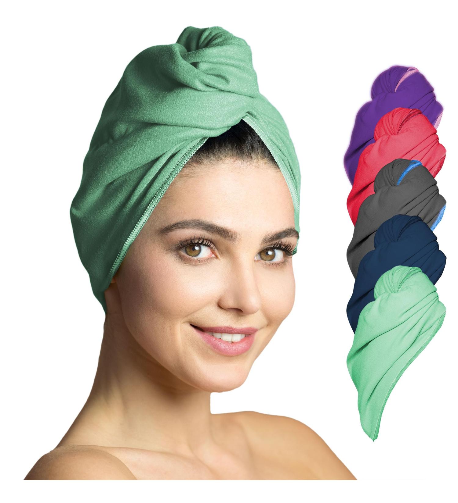 Haarurban Microfiber Turban Towel Set - Strong Suction Quick Drying - 2 Pieces (Mint) - Best Hair Towel for Effortless Drying - Buy Online on SooperMarket.com