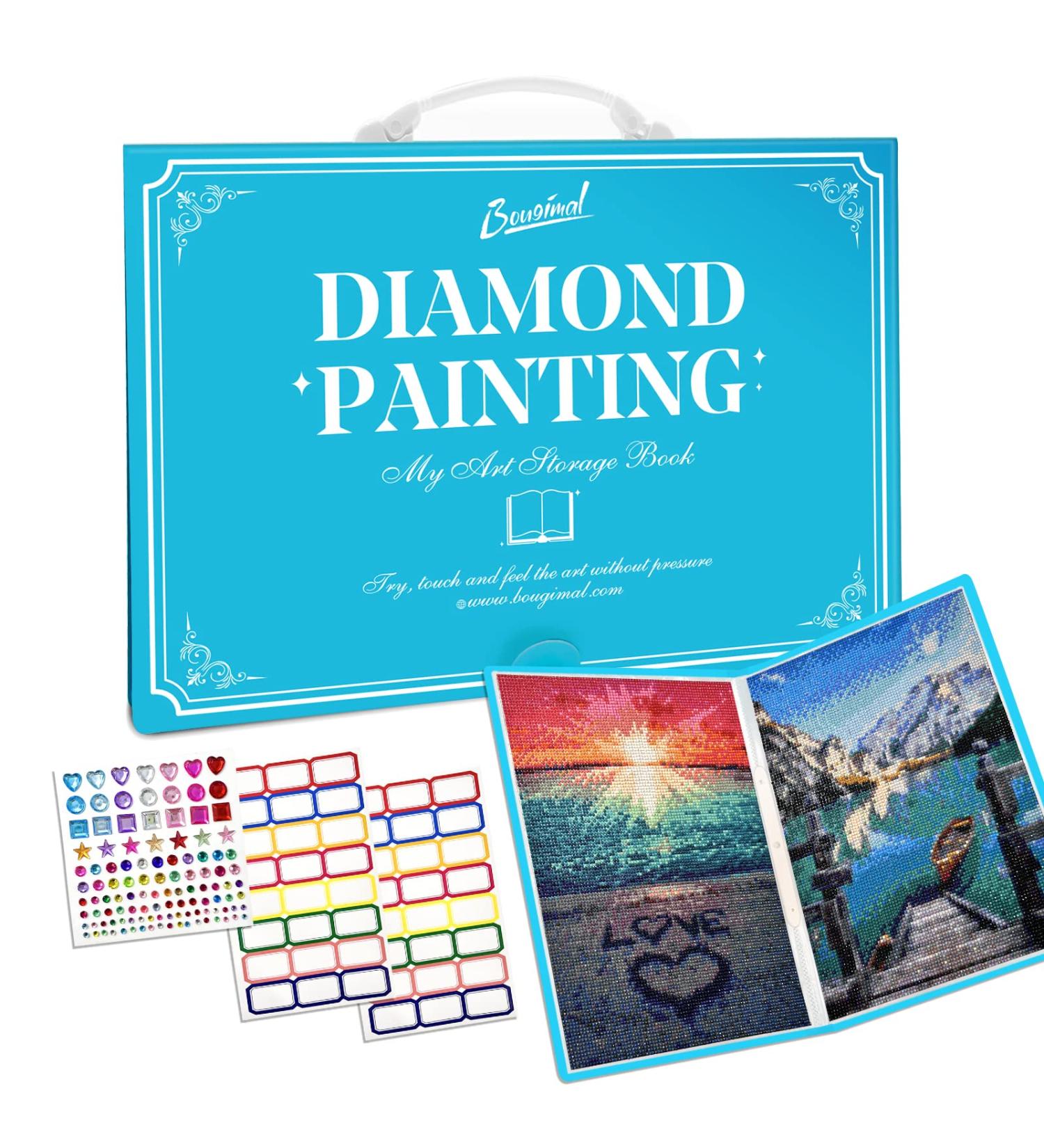Bougimal Diamond Painting Storage Book with 20 Pockets - A3 12x16 Inches, Blue-3 - Diamond Art Accessories for Artwork Display and Protection - Buy Online on SooperMarket.com
