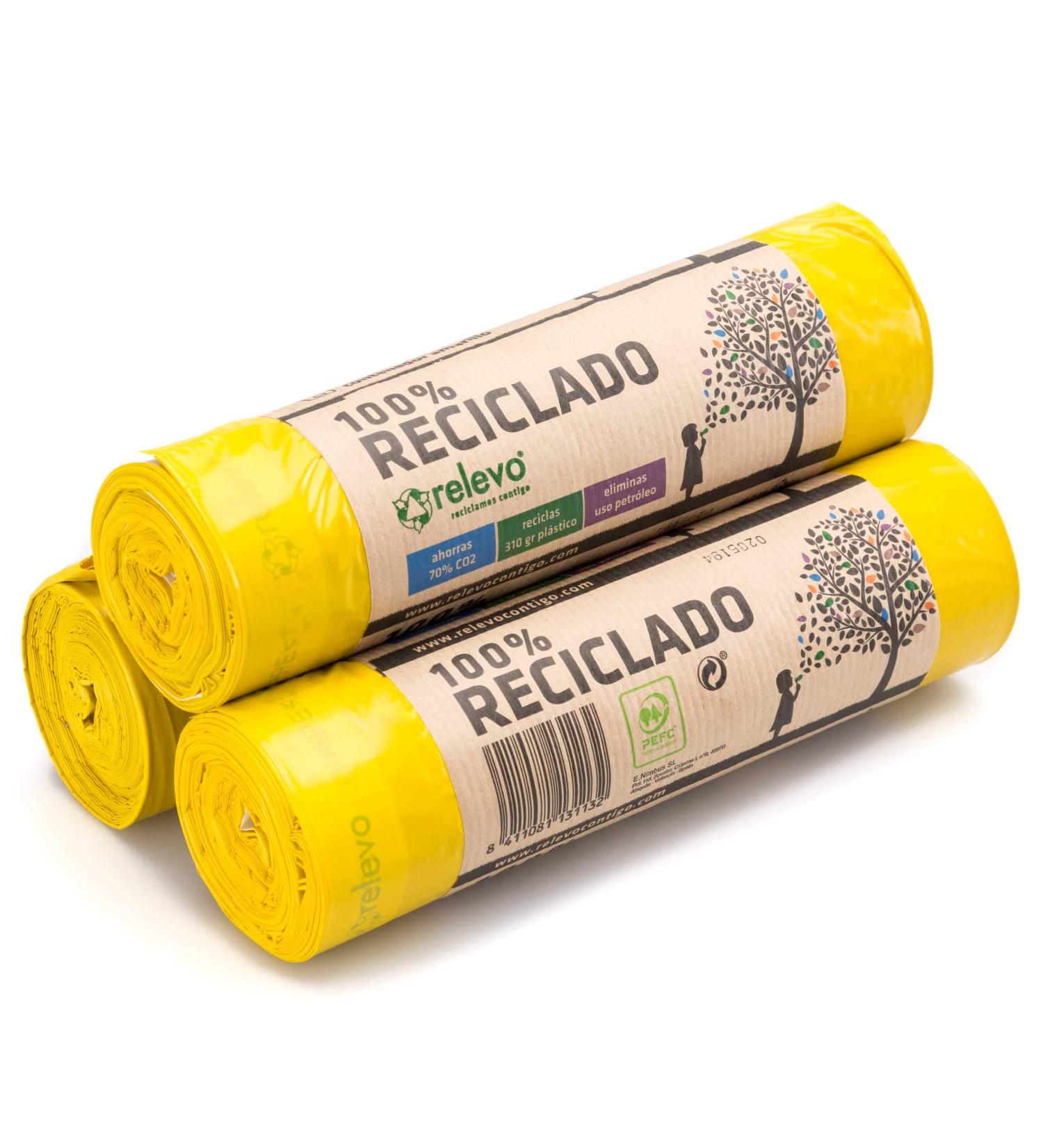 Relevo 45-Pack 30L Garbage Bags - 100% Recycled & Durable Eco-friendly Waste Disposal - Buy Online on SooperMarket.com