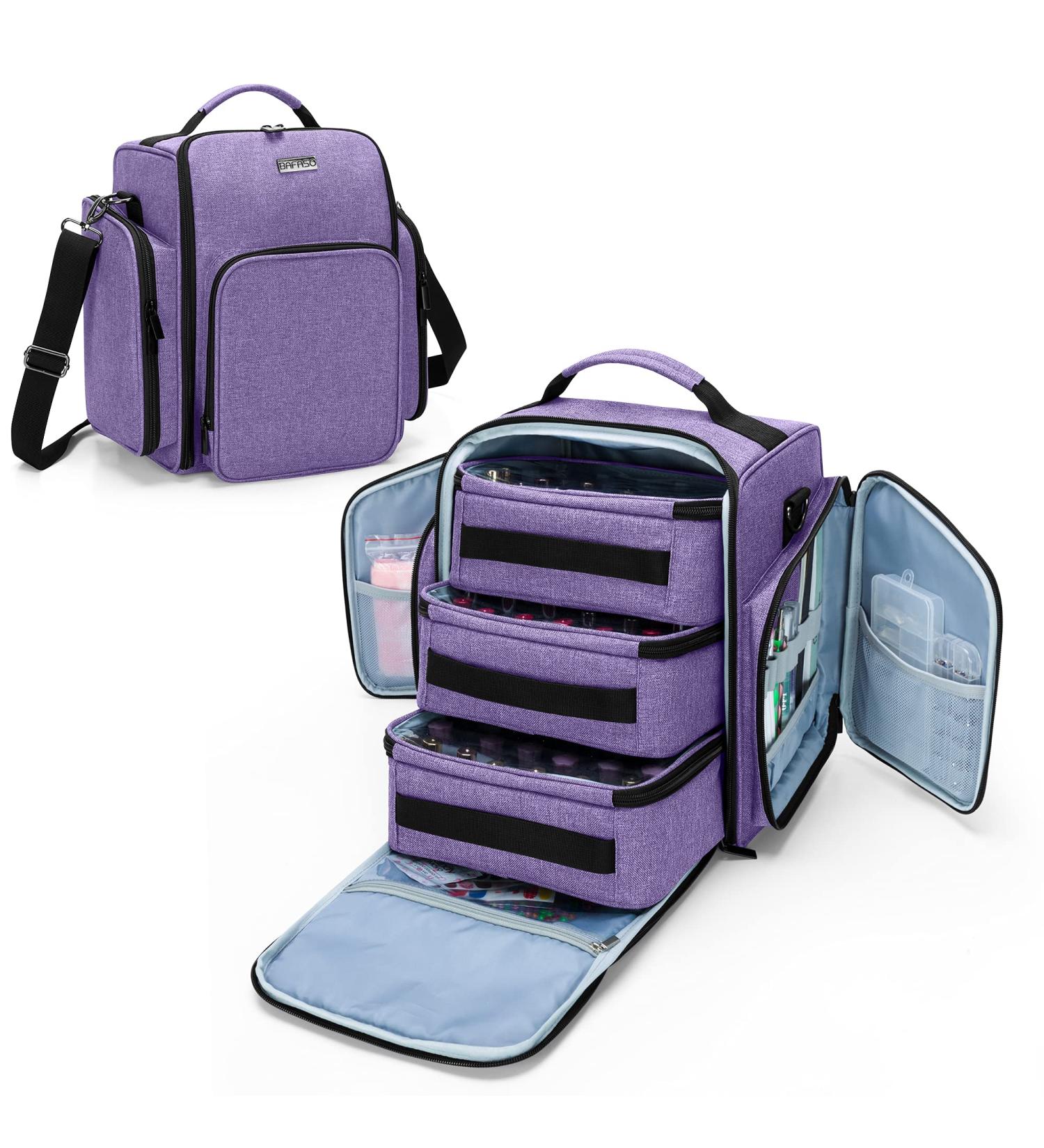 BAFASO Large 72-Bottle Nail Polish Organizer in Purple - Patented Design with 3 Removable Pouches - Buy Online on SooperMarket.com