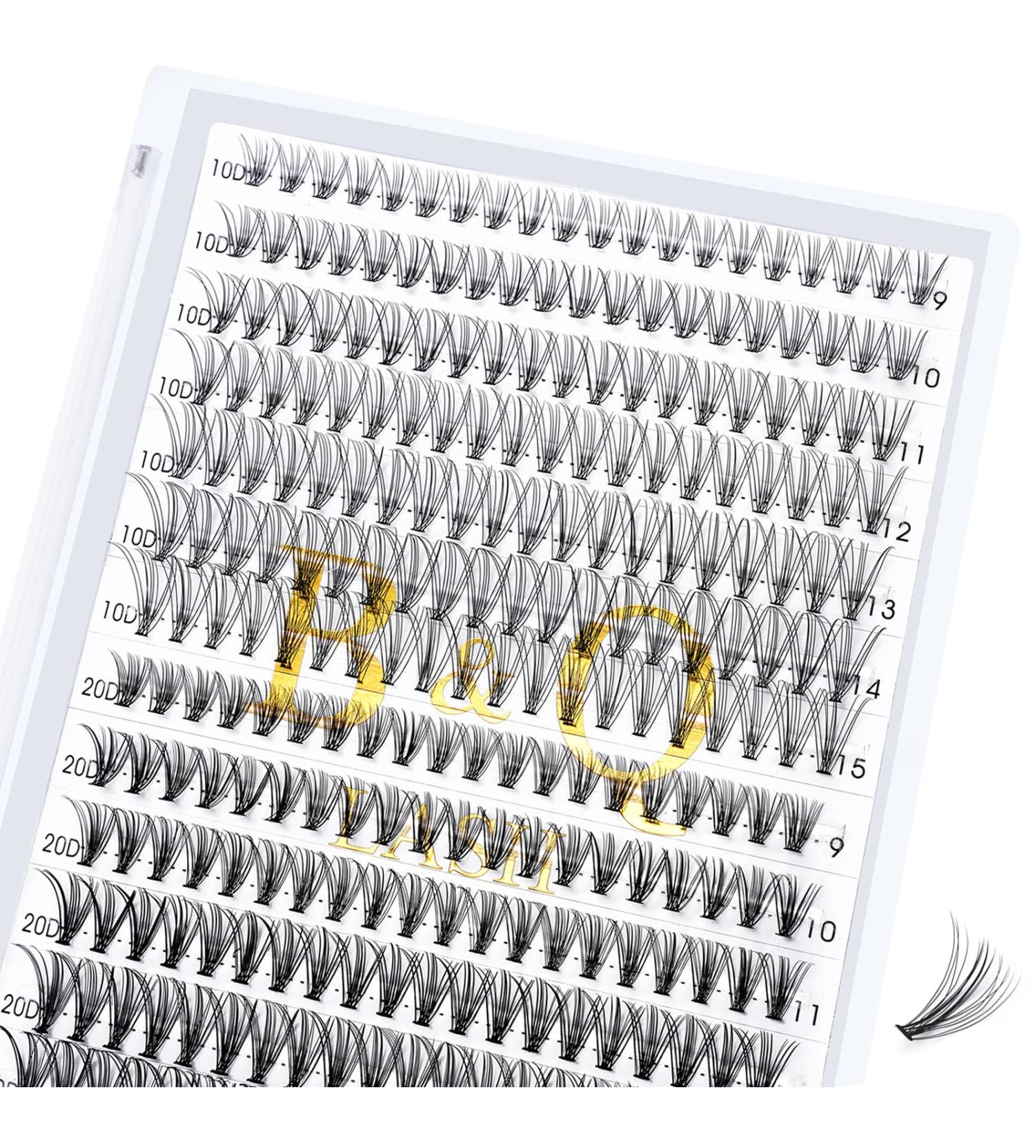 10D-0.10D+20D-0.07D Cluster Lashes 280 Clusters C D Curl B&Q LASH Individual Eyelashes | DIY Lash Extensions at Home | 9-15MIX - Buy Online on SooperMarket.com