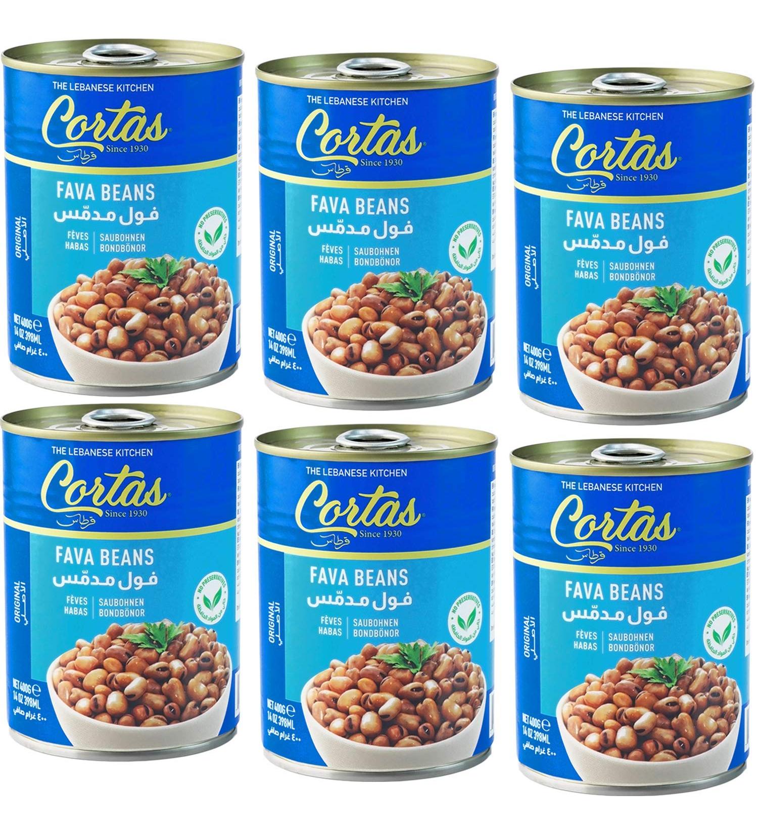 Cortas Fava Beans 14oz (6 PACK) - RTE Cooked Foul Medammas (Original Plain) - Buy Online on SooperMarket.com