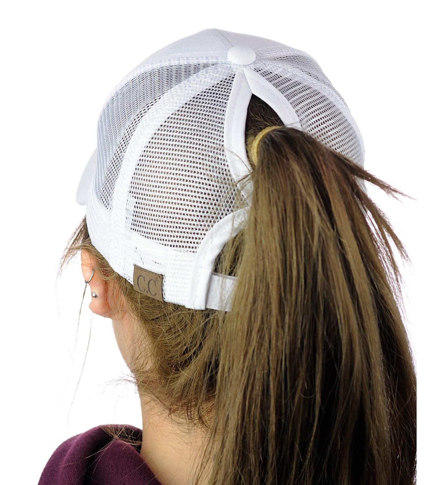Ponycap Messy High Bun Ponytail Trucker Baseball Cap - White - Buy Online on SooperMarket.com