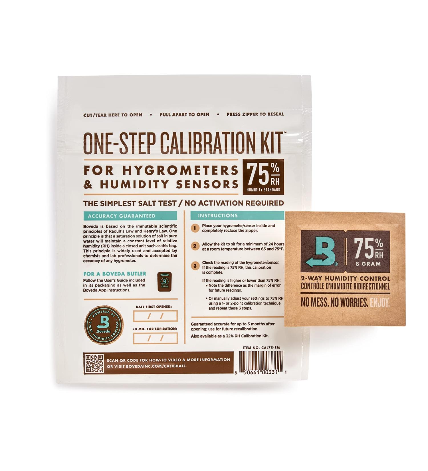 Boveda One Step Hygrometer Mess Free Calibration Kit  Preloaded 75% RH 2-Way Humidity Control  Hygrometer Accuracy  Precise Test for Digital and Analog Hygrometers and Humidity Sensors  1 Count - Buy Online on SooperMarket.com