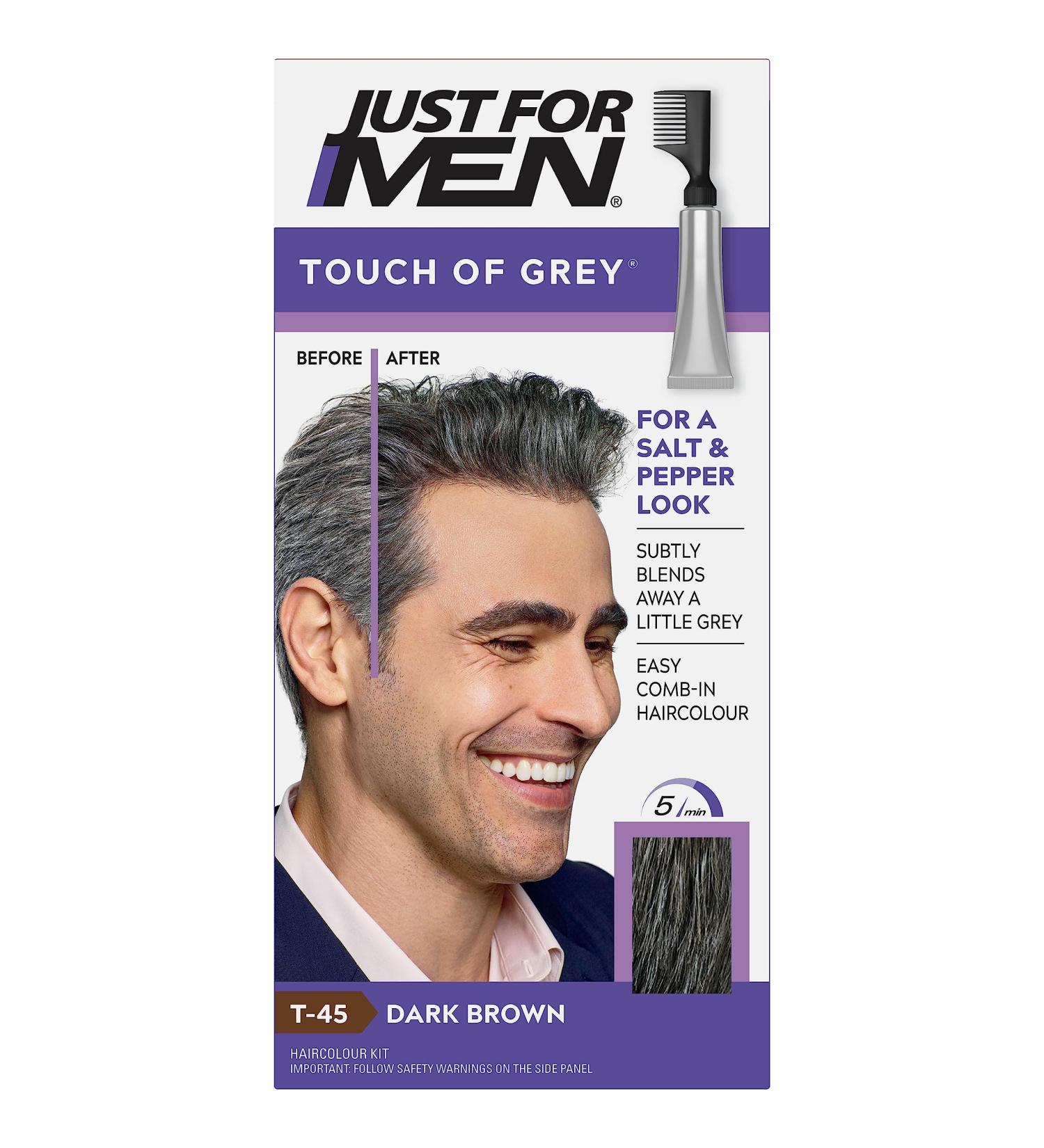 Just For Men Touch of Grey Dark Brown Hair Dye - Natural Salt & Pepper Look | T45 - Buy Online on SooperMarket.com