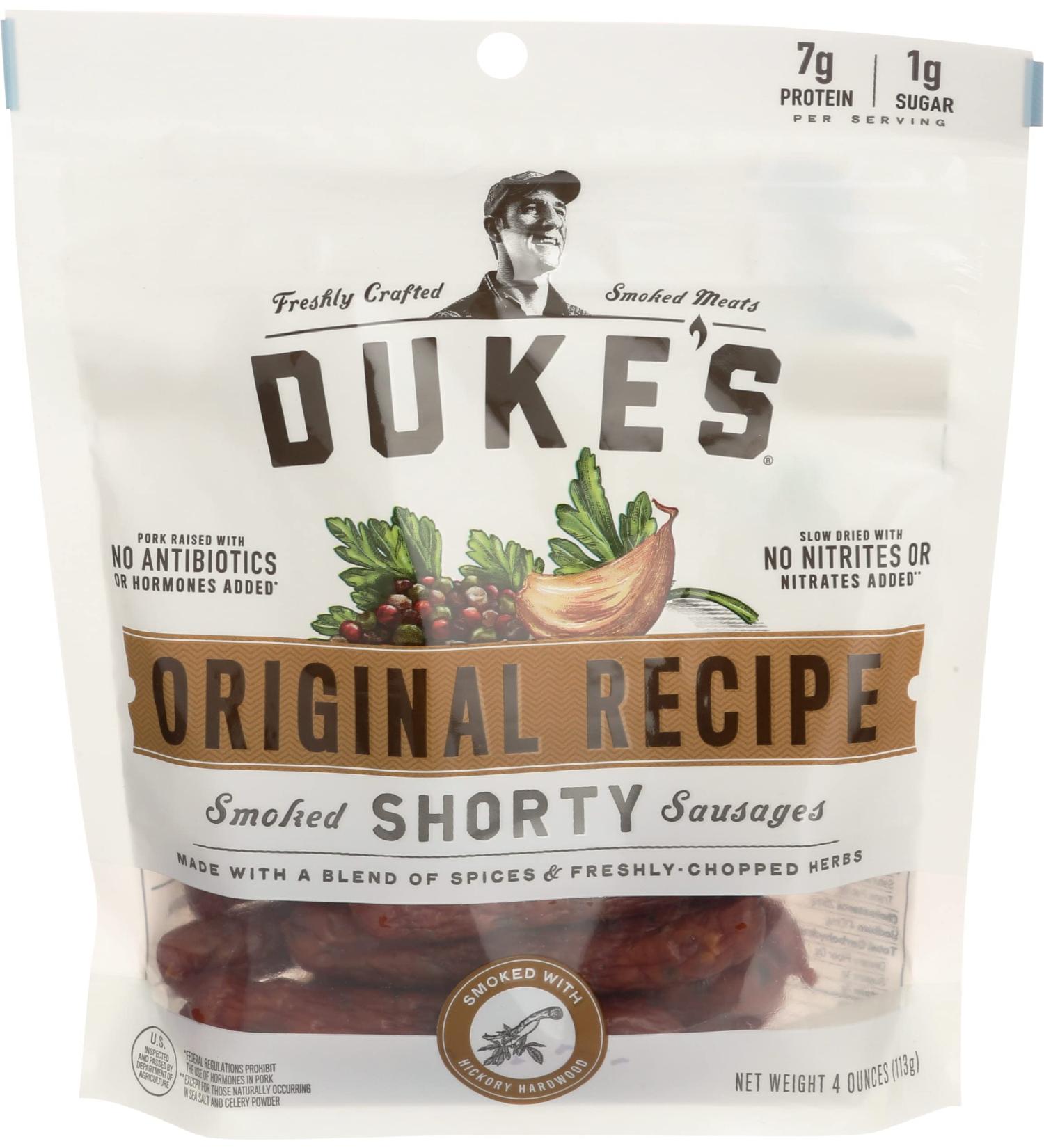 Dukes Jerky Sausages Shorty Smoked Orig - 4 oz | High-Quality Snack - Buy Online on SooperMarket.com