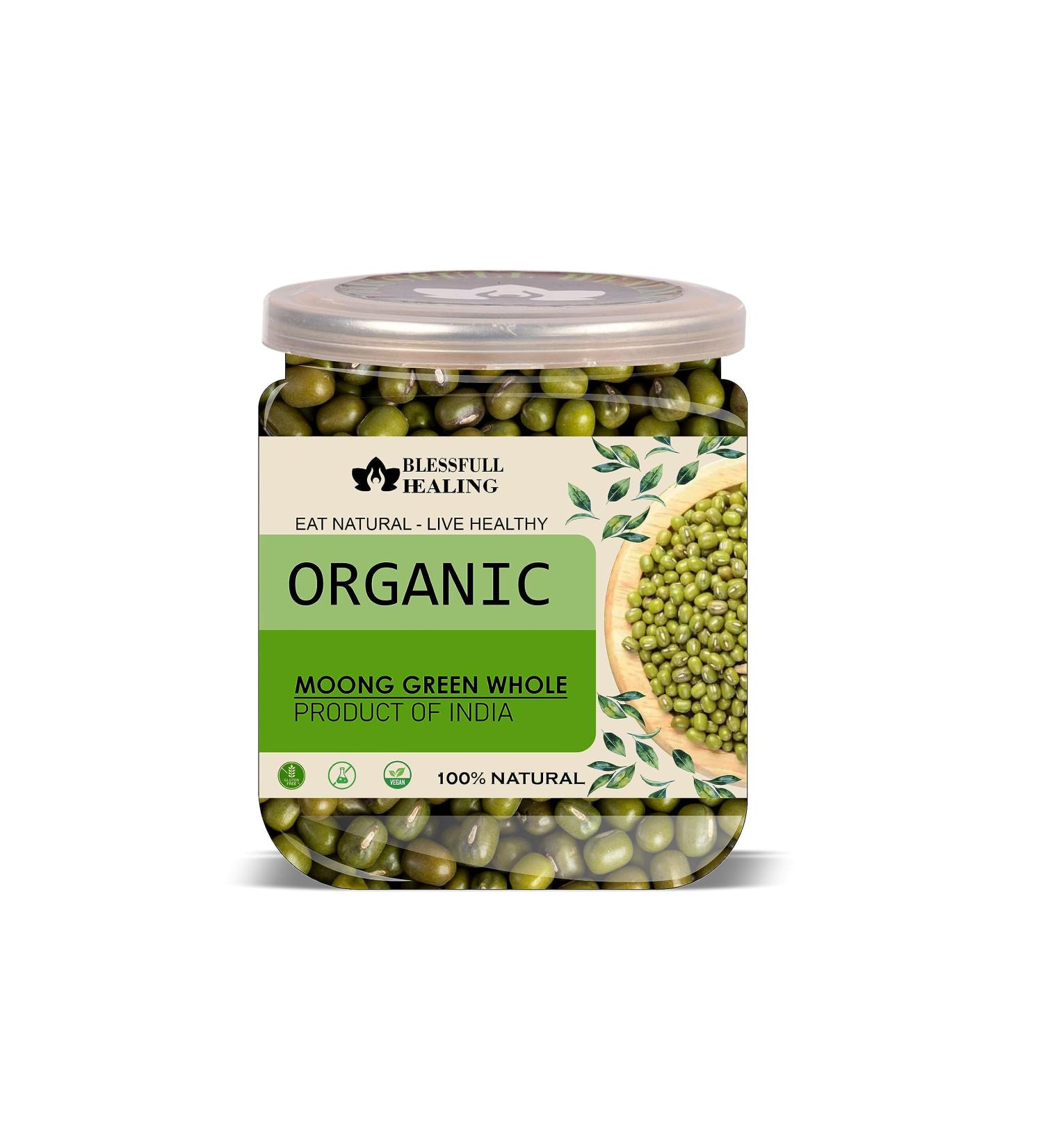 Blessfull Healing Organice Moong Green Whole 1 lb (453 Gram) - Buy Online on SooperMarket.com