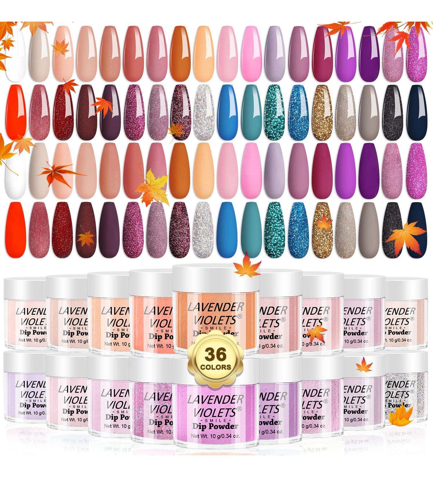 Lavender Violets 36 Colours Dip Nails Powder Starter Kit - Glitter Dipping Nail Powder Set for DIY Manicure M952 - Buy Online on SooperMarket.com