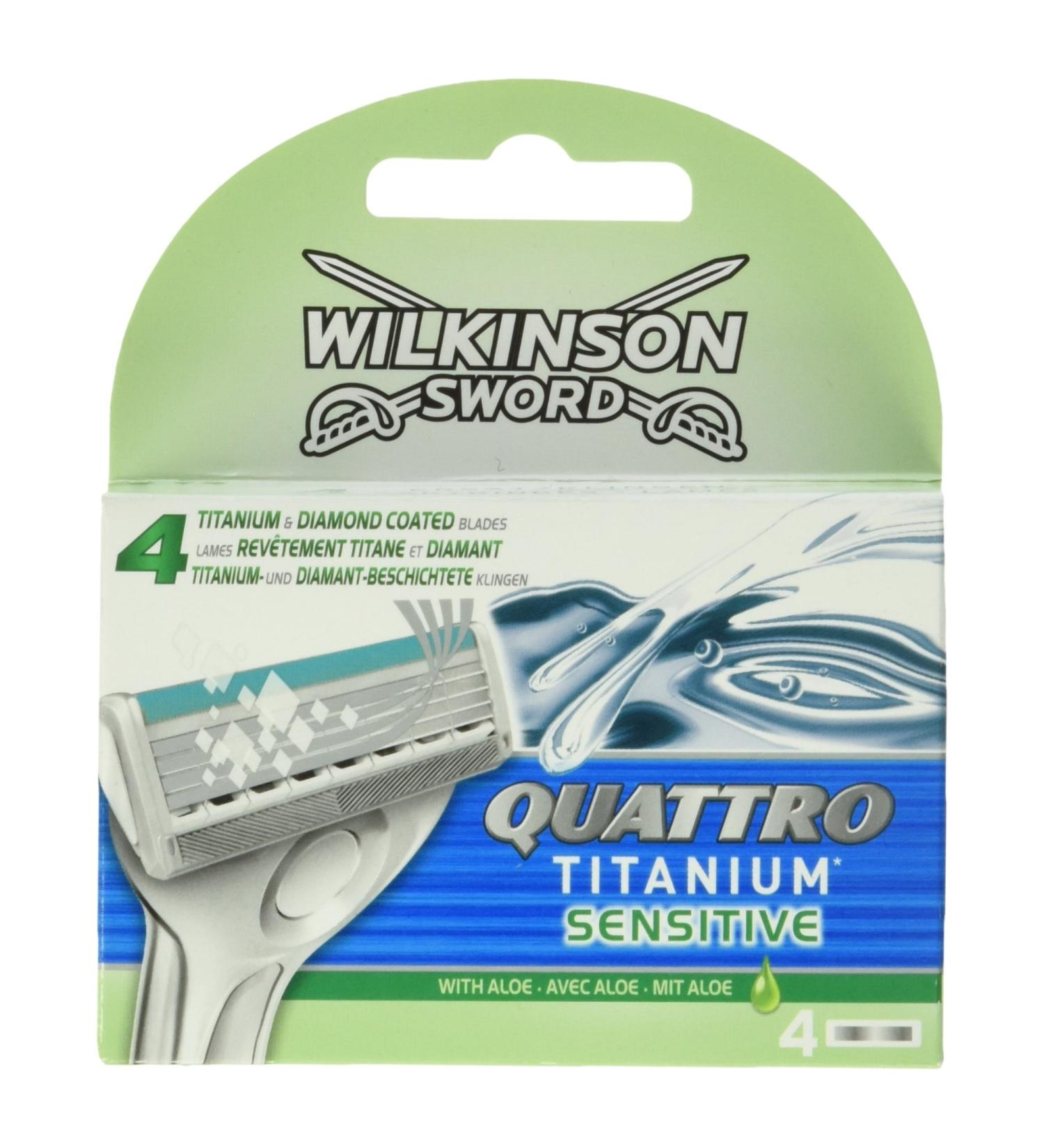 Wilkinson Sword Quattro Titanium Sensitive Razor Blades - 4 Pack for Men's Razors | Premium Comfort & Precision - Buy Online on SooperMarket.com