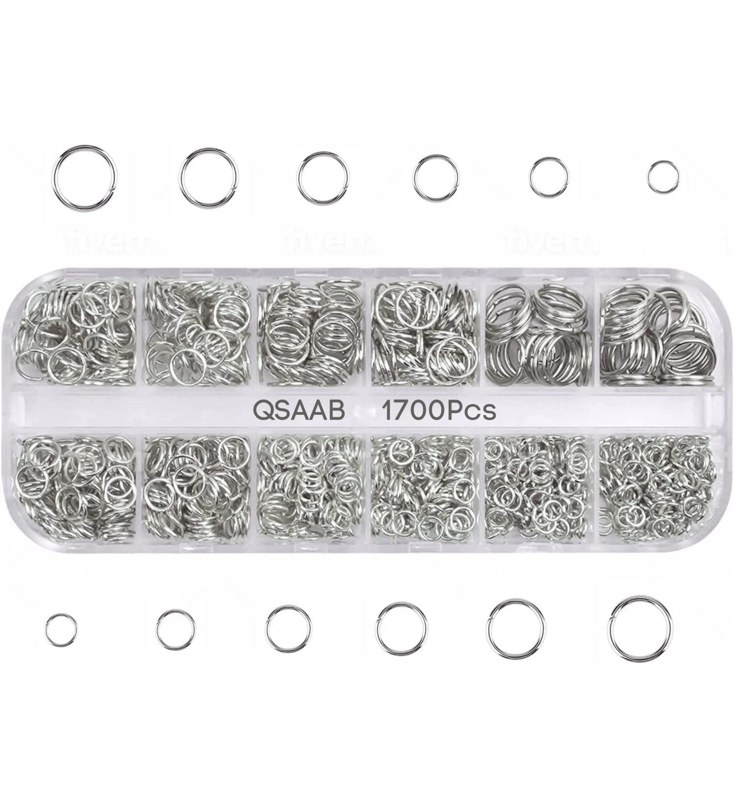QSAAB Easy Open Silver Jump Rings Set - 1700 pcs with Storage Box | Keychains, Earrings, Necklaces | 4mm-10mm Sizes in 12 Compartments - Buy Online on SooperMarket.com