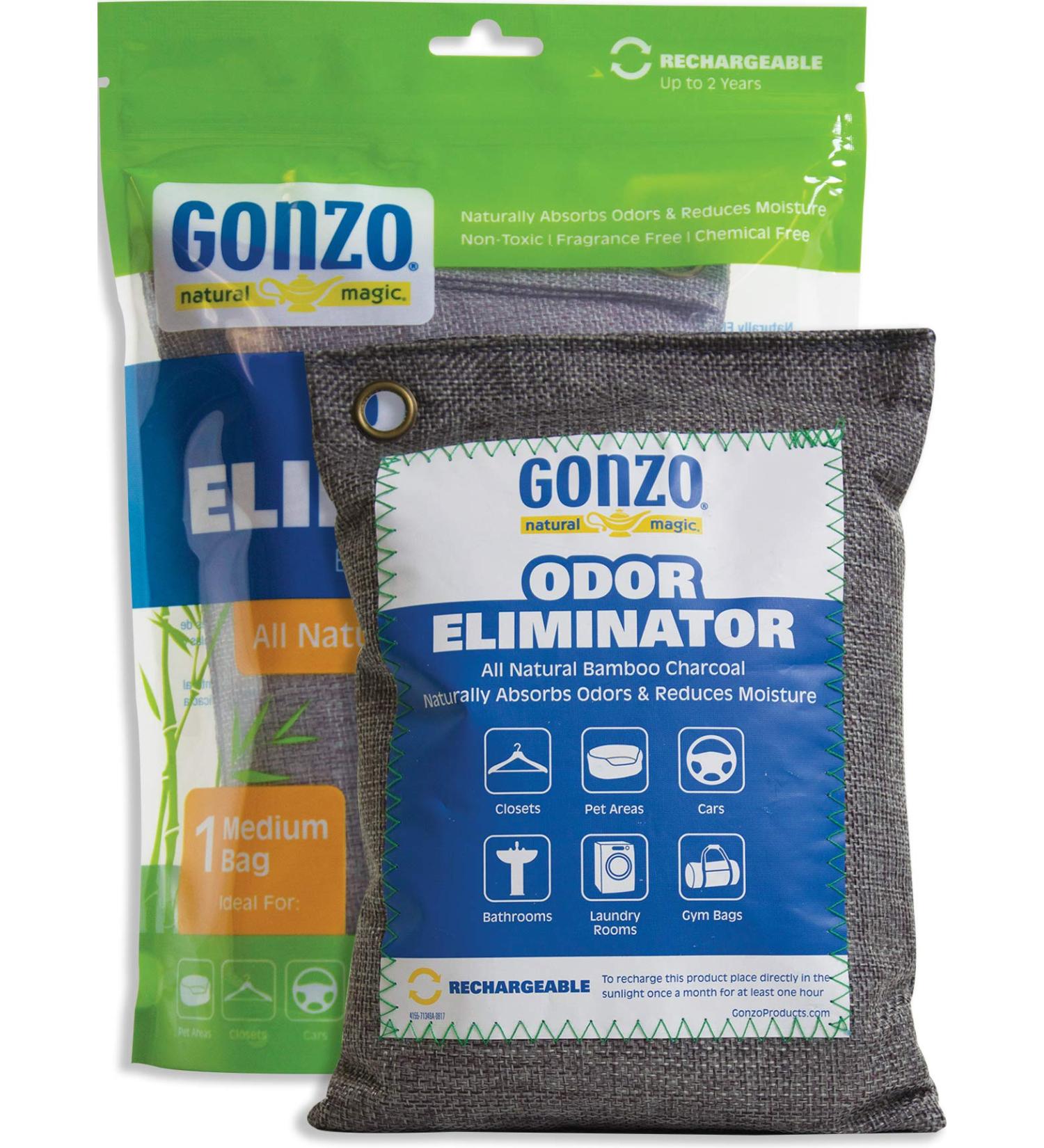 Gonzo Bamboo Charcoal Odor Eliminator 250g - Natural Air Freshener Bags for Home Pets & Gym - Purifying Charcoal Odor Absorber - Buy Online on SooperMarket.com